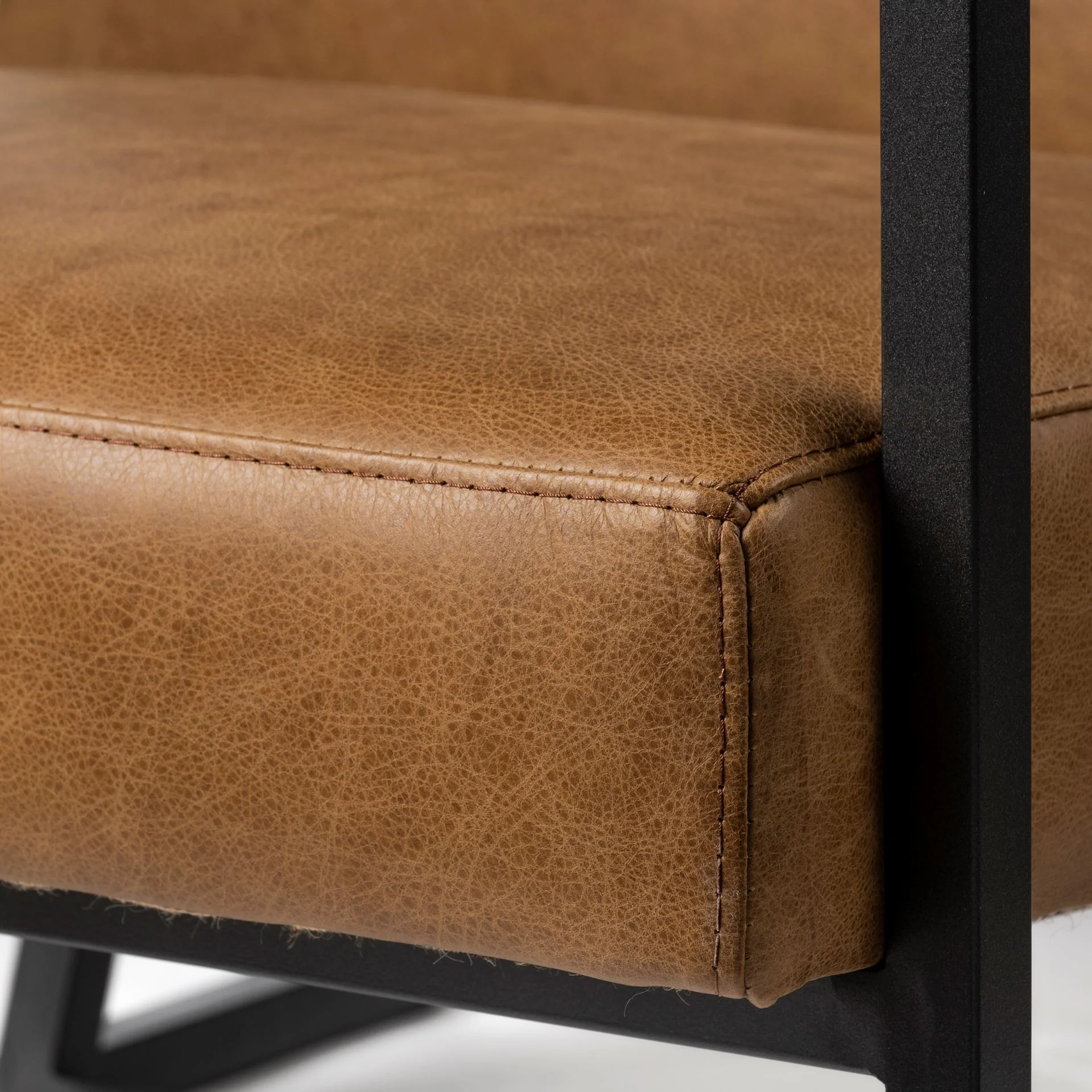 Modern Caramel Leather Accent Armchair By Homeroots - Image 7