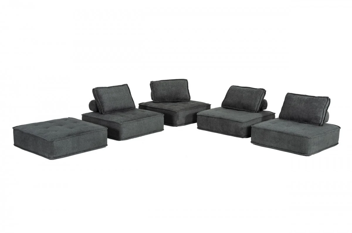 Modern Charcoal Gray Floor Pillow Modular Sectional Sofa By Homeroots - Image 4