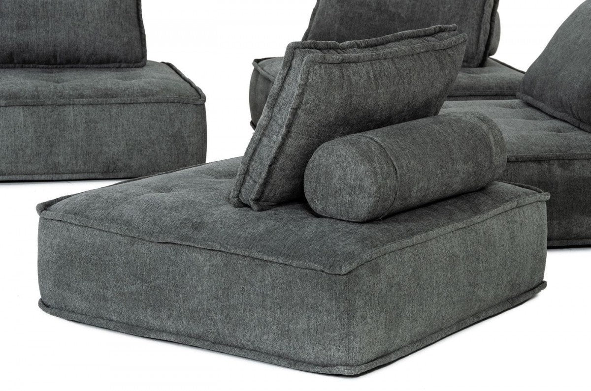 Modern Charcoal Gray Floor Pillow Modular Sectional Sofa By Homeroots - Image 5