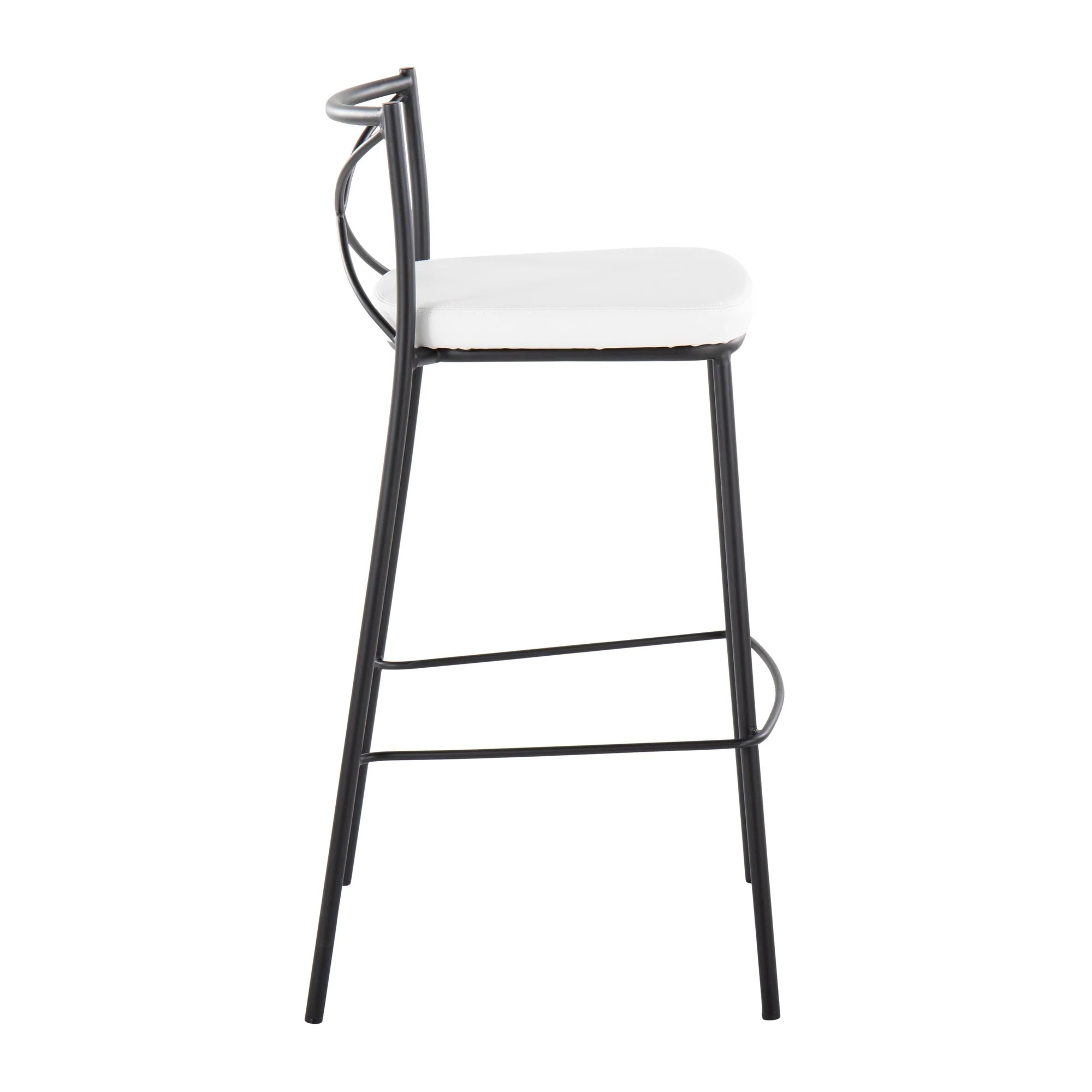 Modern Charlotte 30" Fixed-Height Barstool - Set of 2 Gold Metal, White PU By LumiSource - Image 10