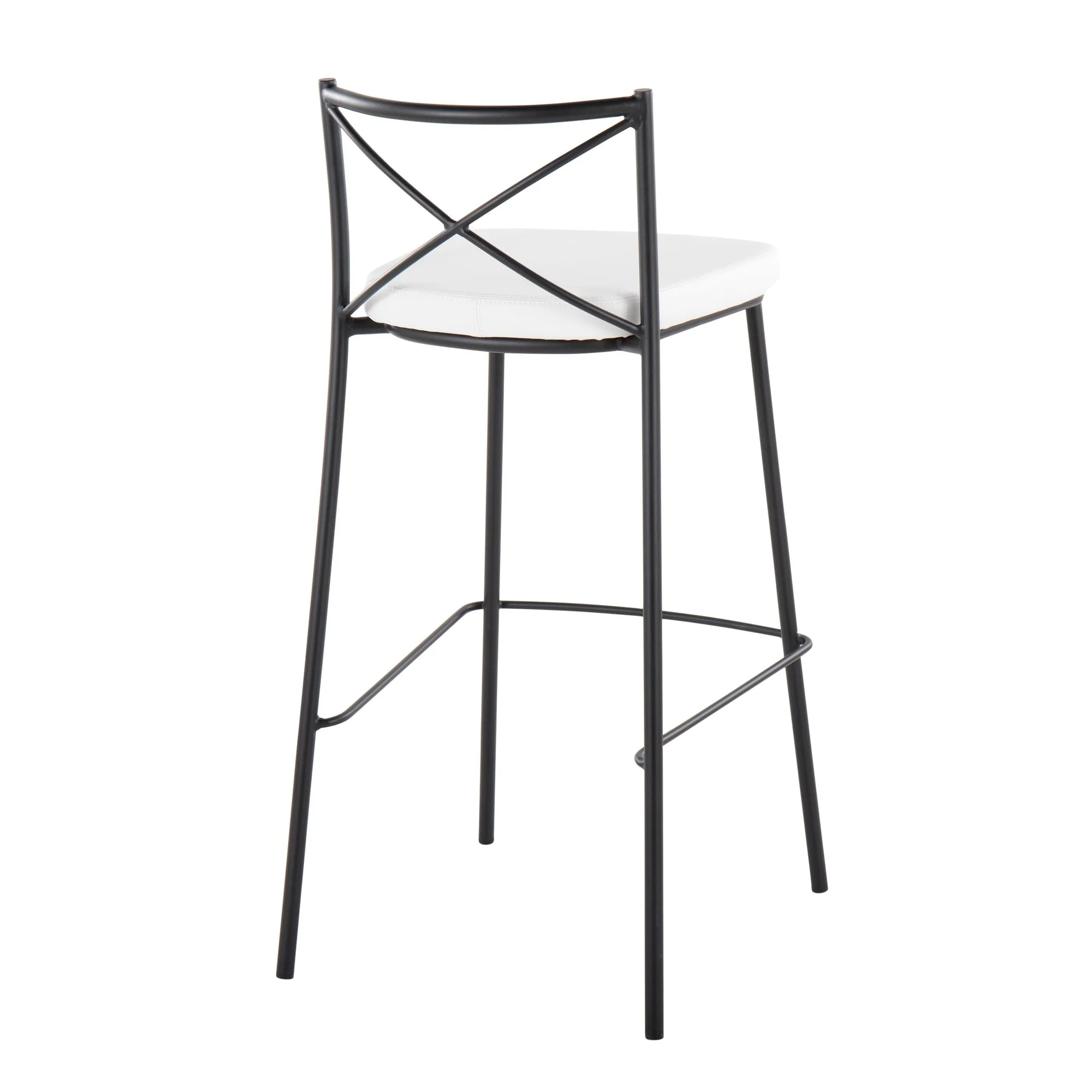 Modern Charlotte 30" Fixed-Height Barstool - Set of 2 Gold Metal, White PU By LumiSource - Image 11