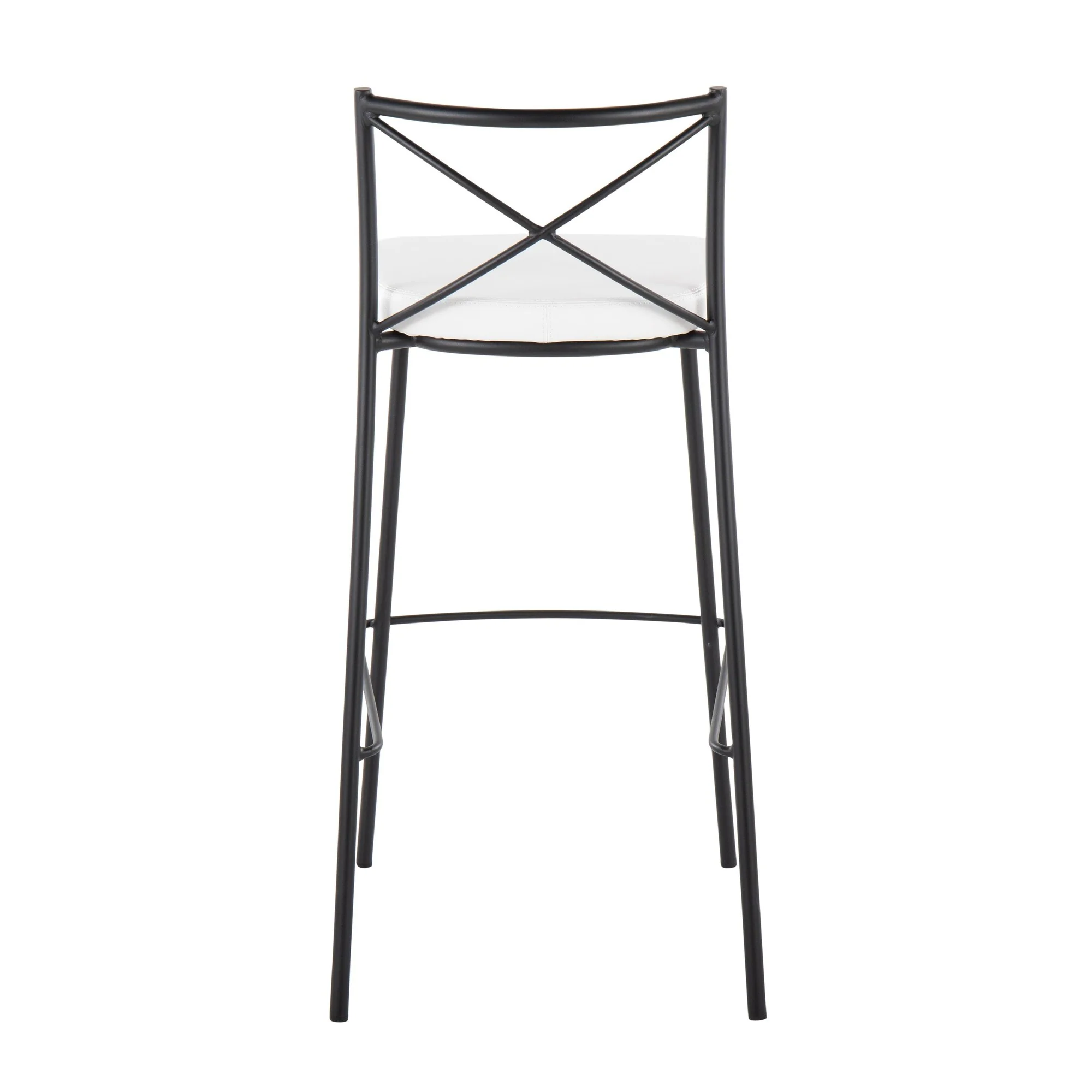 Modern Charlotte 30" Fixed-Height Barstool - Set of 2 Gold Metal, White PU By LumiSource - Image 12