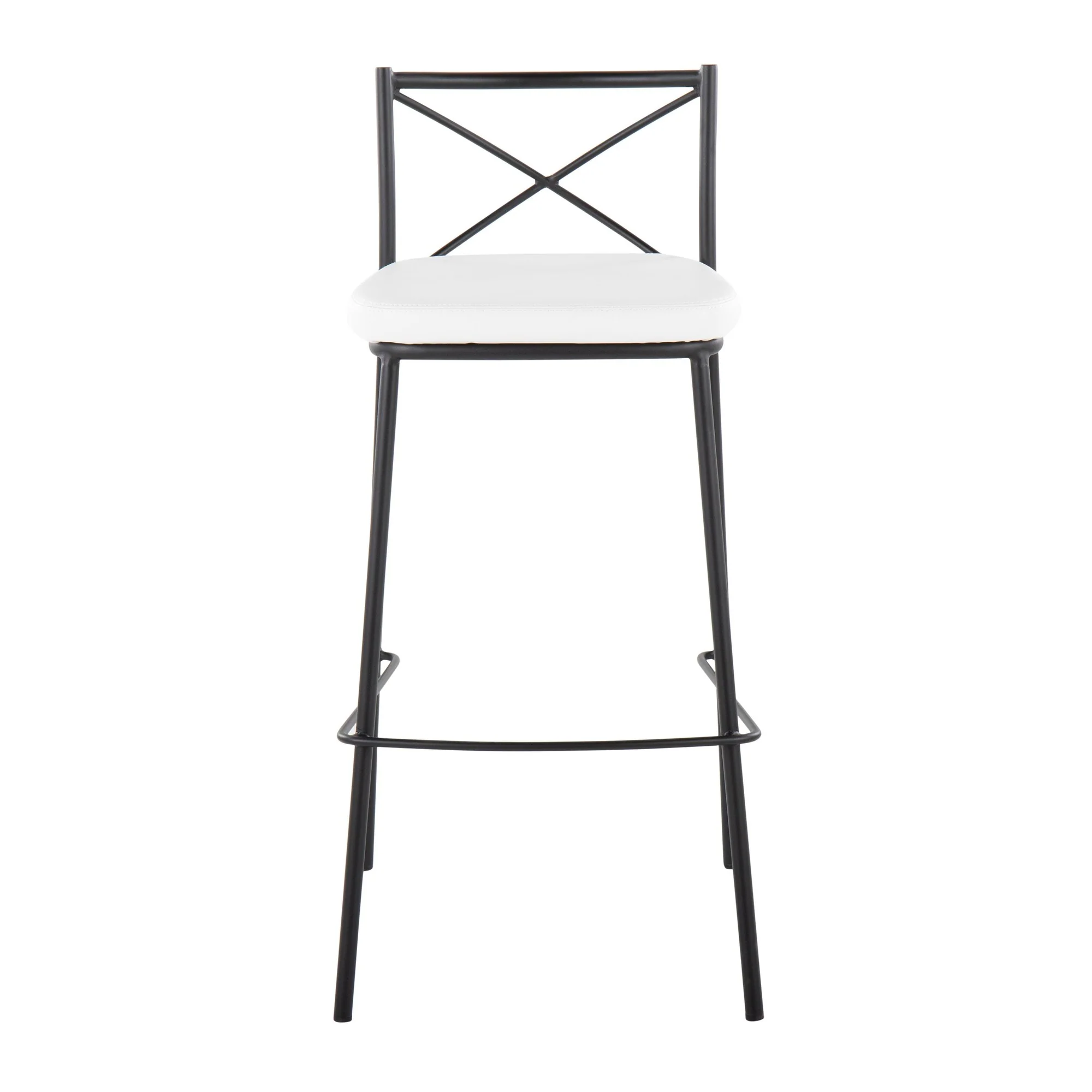 Modern Charlotte 30" Fixed-Height Barstool - Set of 2 Gold Metal, White PU By LumiSource - Image 13