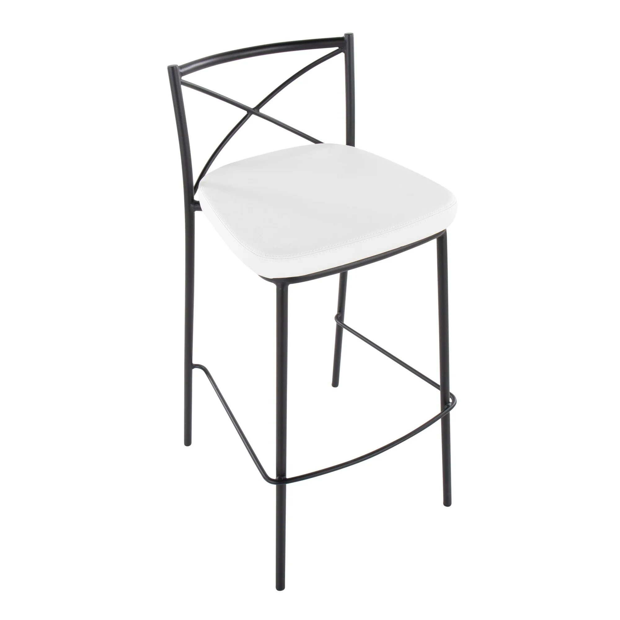 Modern Charlotte 30" Fixed-Height Barstool - Set of 2 Gold Metal, White PU By LumiSource - Image 14