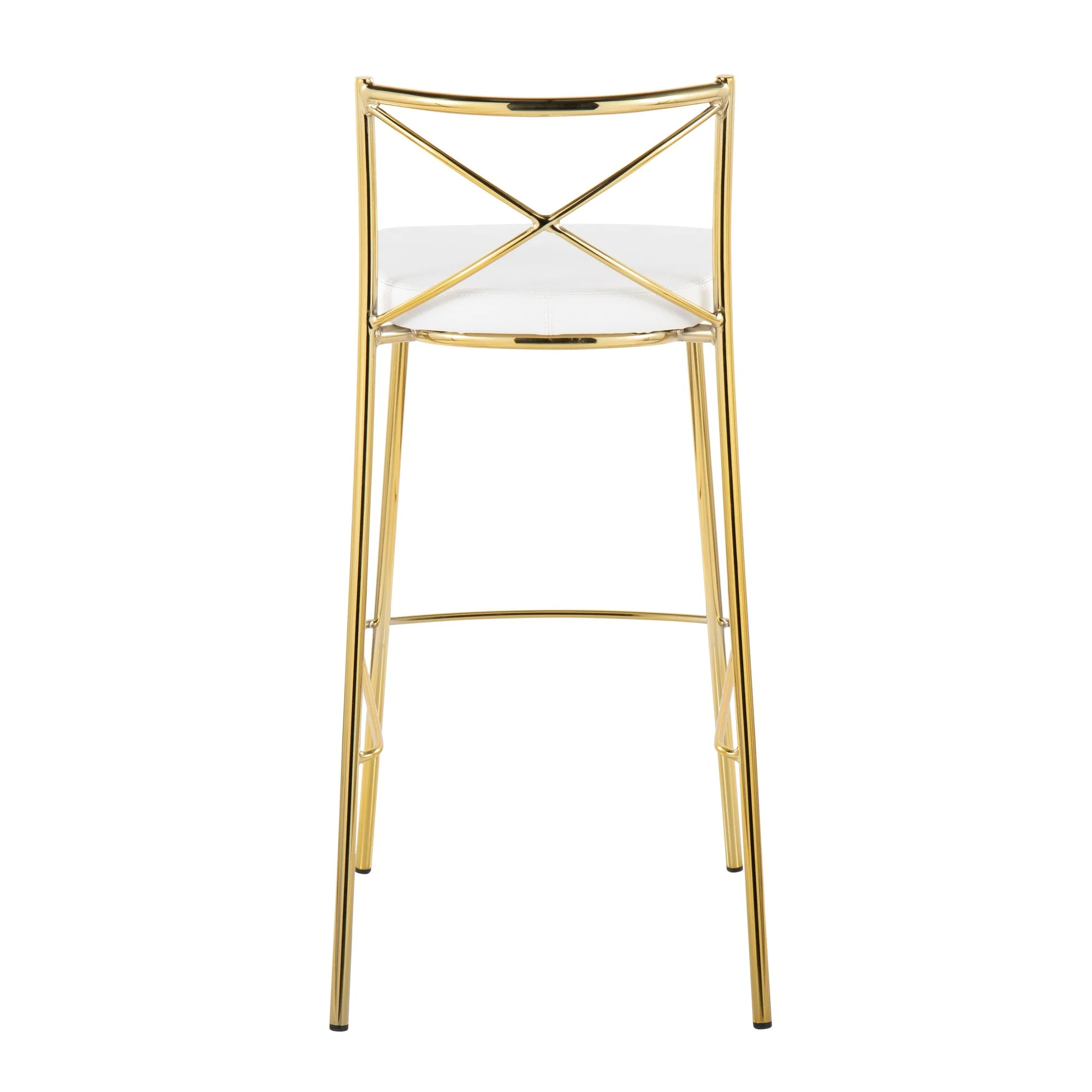 Modern Charlotte 30" Fixed-Height Barstool - Set of 2 Gold Metal, White PU By LumiSource - Image 5