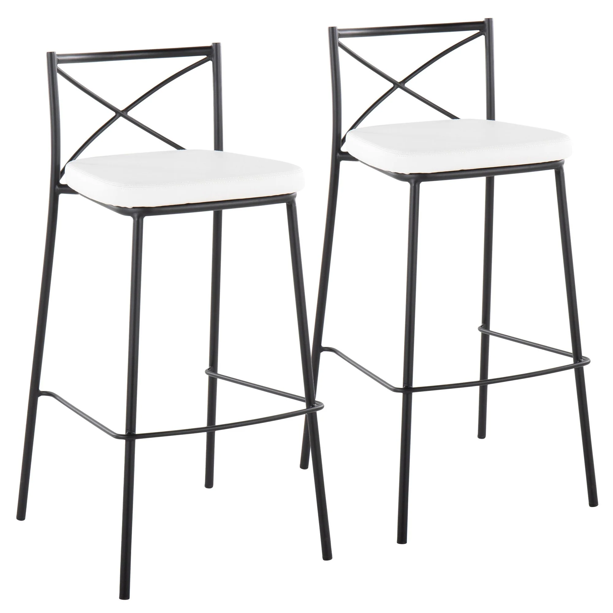 Modern Charlotte 30" Fixed-Height Barstool - Set of 2 Gold Metal, White PU By LumiSource - Image 8
