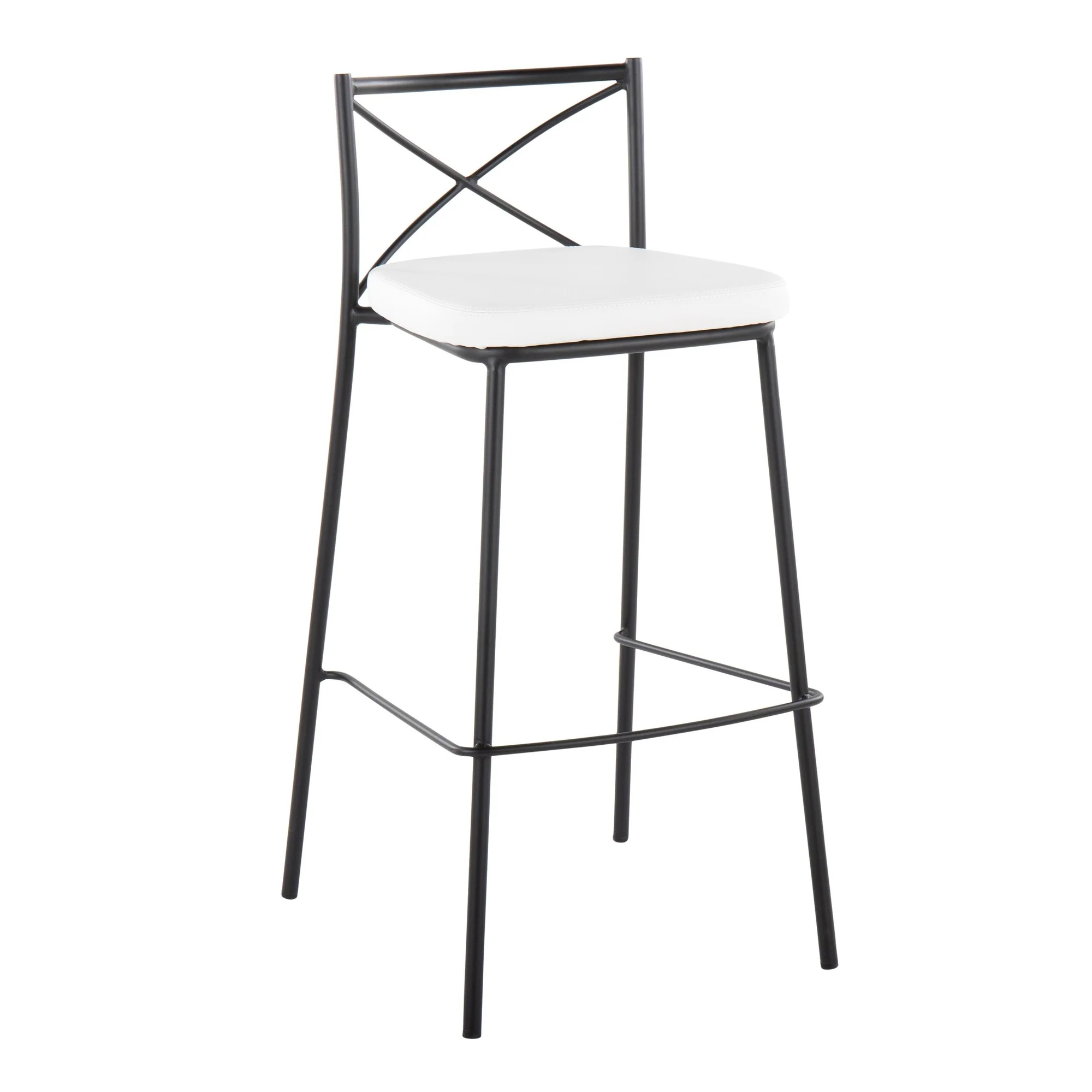Modern Charlotte 30" Fixed-Height Barstool - Set of 2 Gold Metal, White PU By LumiSource - Image 9