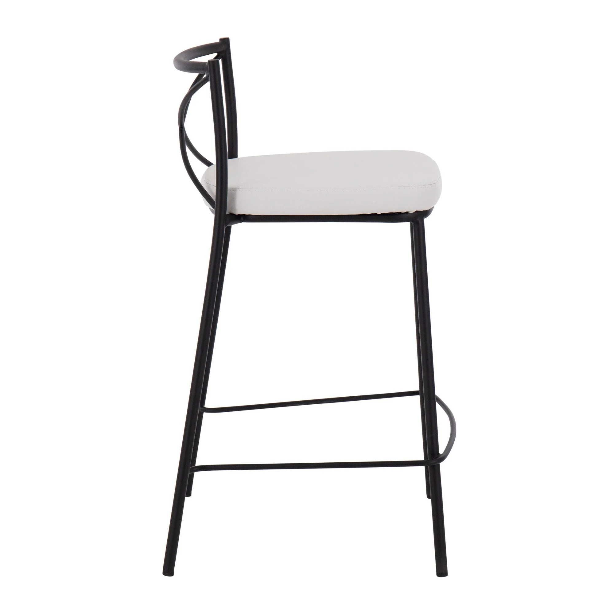 Modern Charlotte Counter Stool - Set of 2 Gold Metal, White PU By LumiSource - Image 10