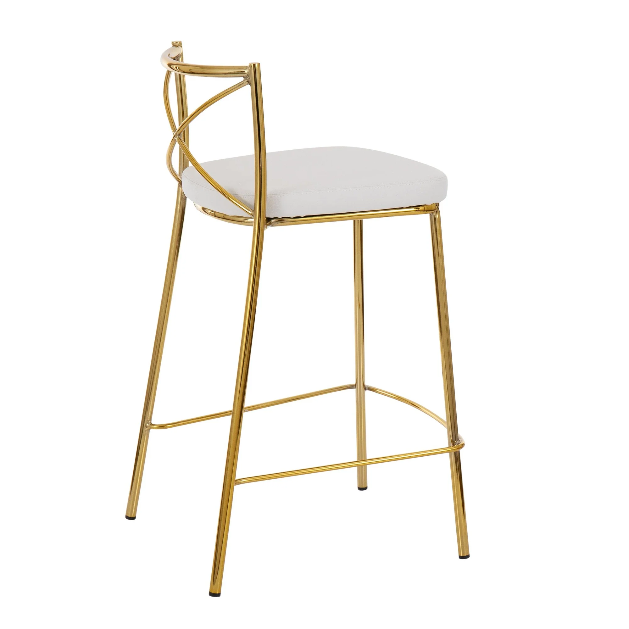 Modern Charlotte Counter Stool - Set of 2 Gold Metal, White PU By LumiSource - Image 5