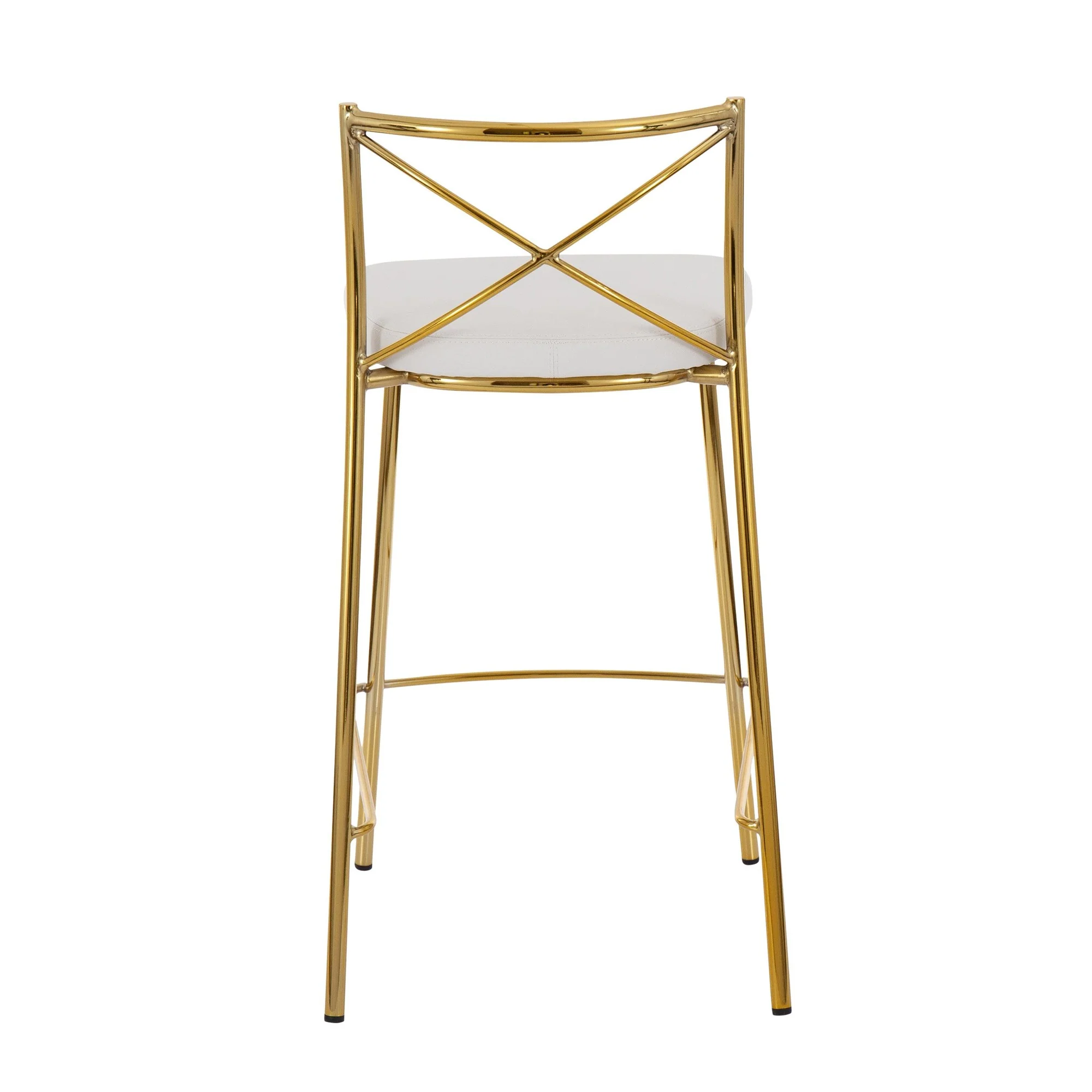 Modern Charlotte Counter Stool - Set of 2 Gold Metal, White PU By LumiSource - Image 6