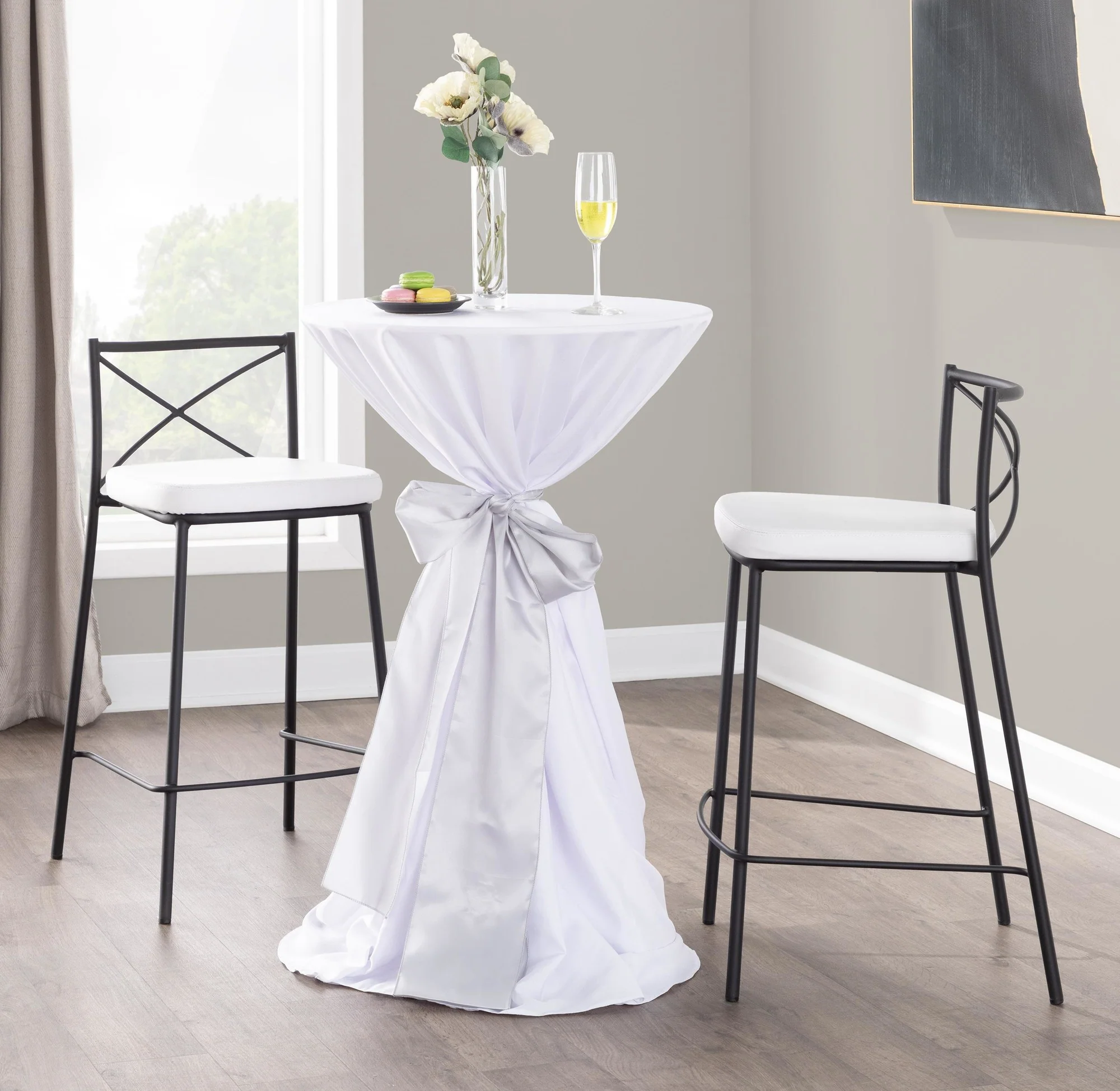 Modern Charlotte Counter Stool - Set of 2 Gold Metal, White PU By LumiSource - Image 7