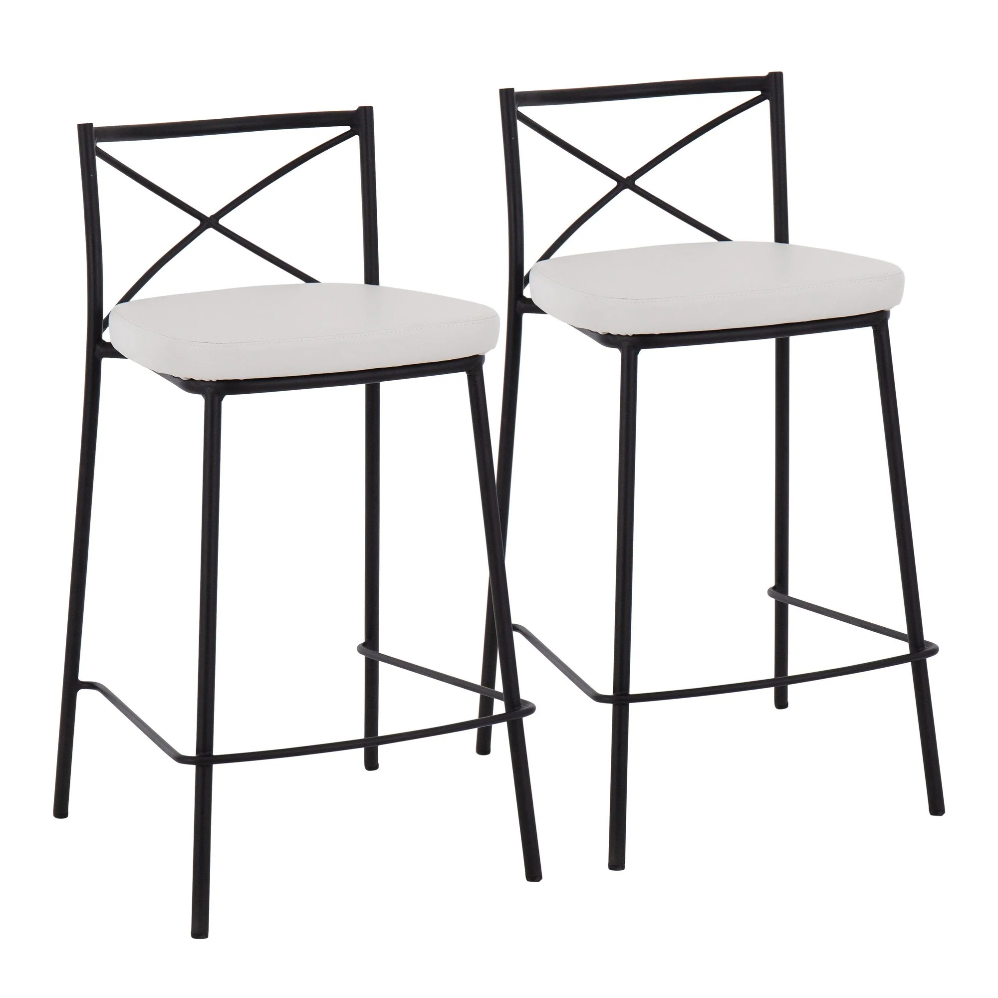 Modern Charlotte Counter Stool - Set of 2 Gold Metal, White PU By LumiSource - Image 8