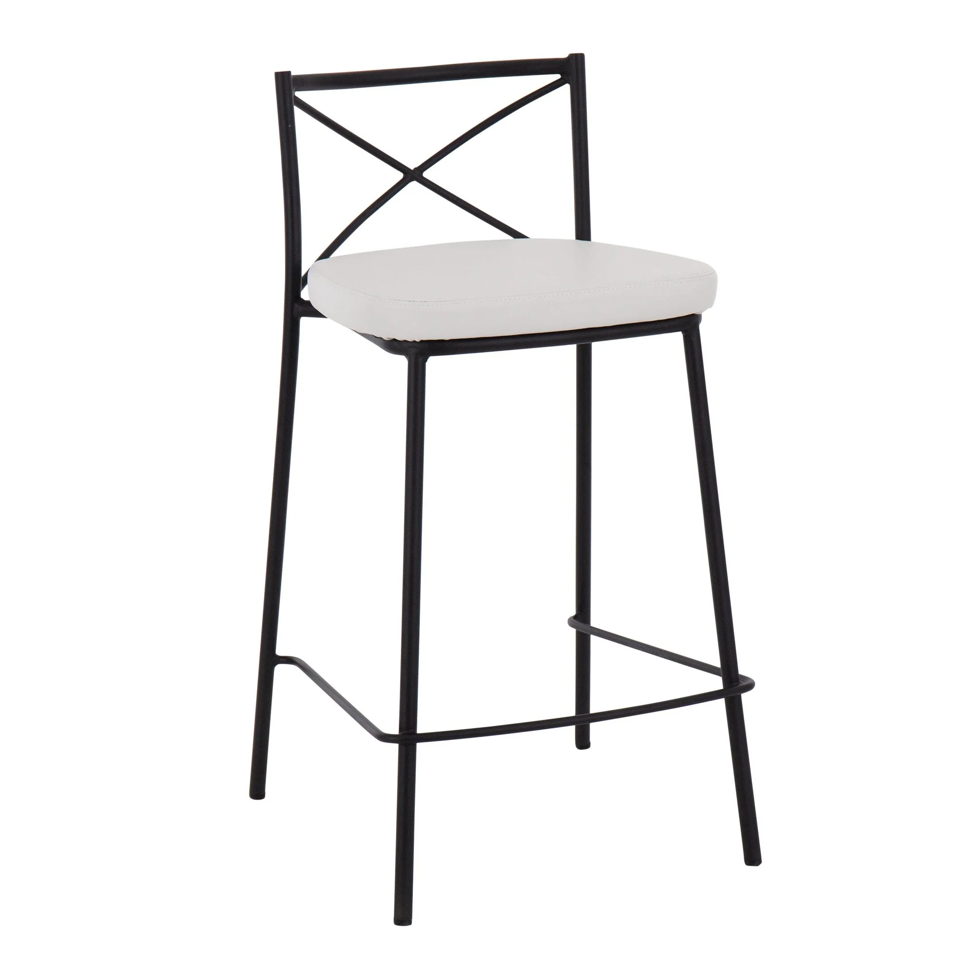 Modern Charlotte Counter Stool - Set of 2 Gold Metal, White PU By LumiSource - Image 9