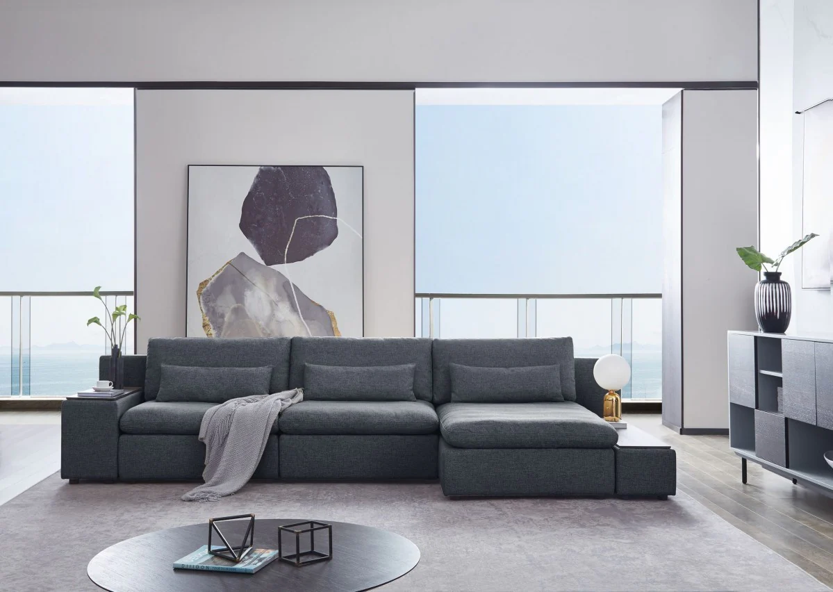 Modern Chic Gray Fabric Modular Sectional Sofa with Storage By Homeroots - Image 2