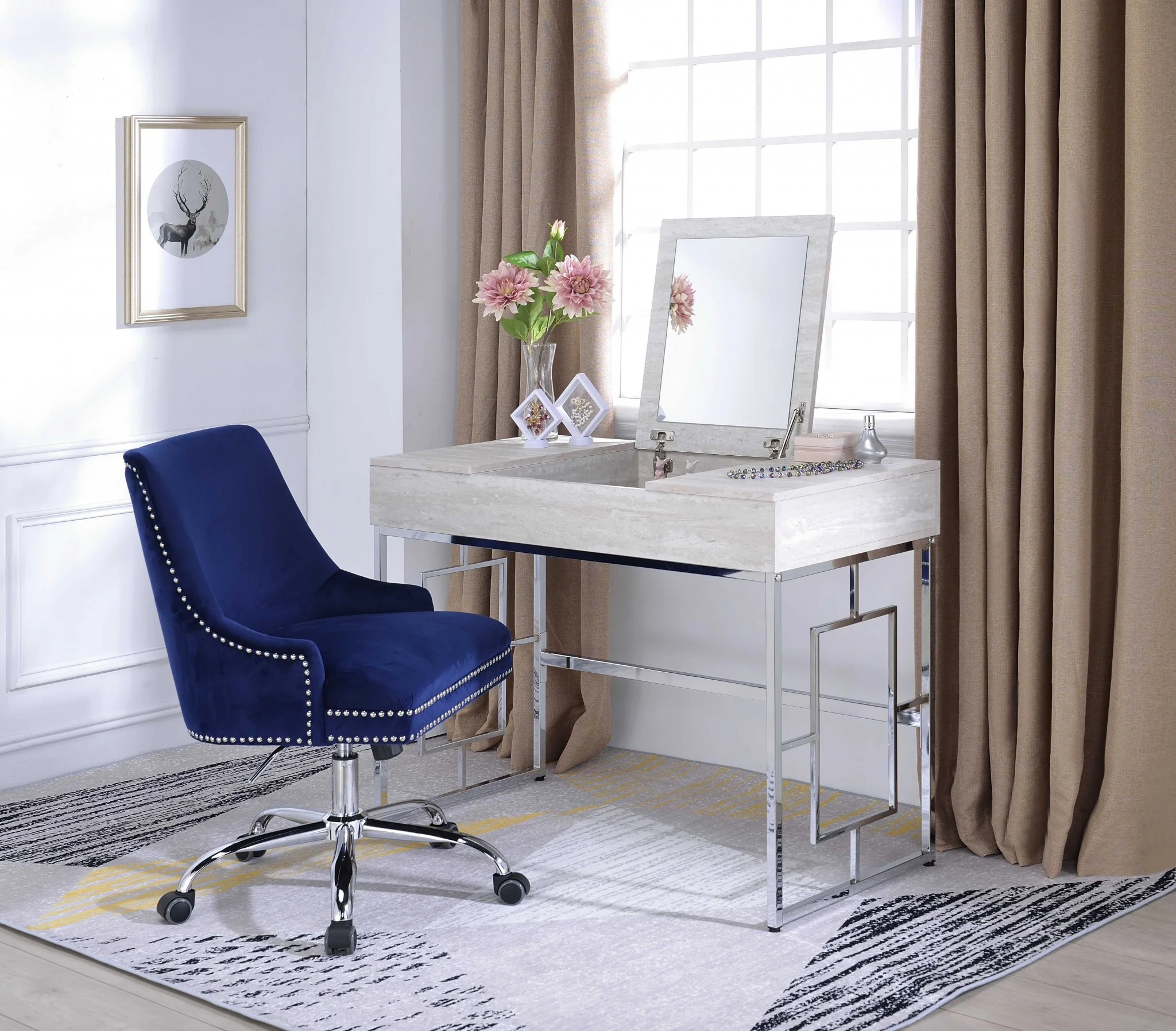 Modern Chic Whitewash Vanity Desk By Homeroots - Image 3
