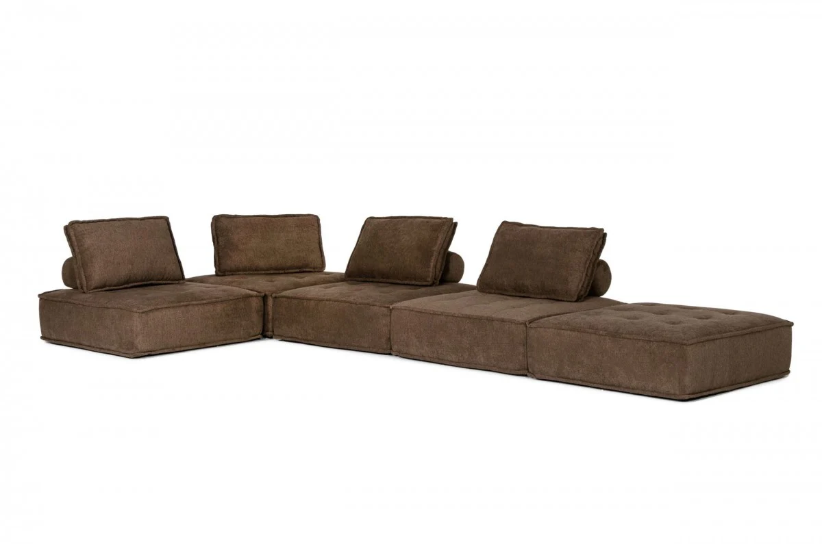 Modern Chocolate Brown Floor Pillow Modular Sectional Sofa By Homeroots - Image 2
