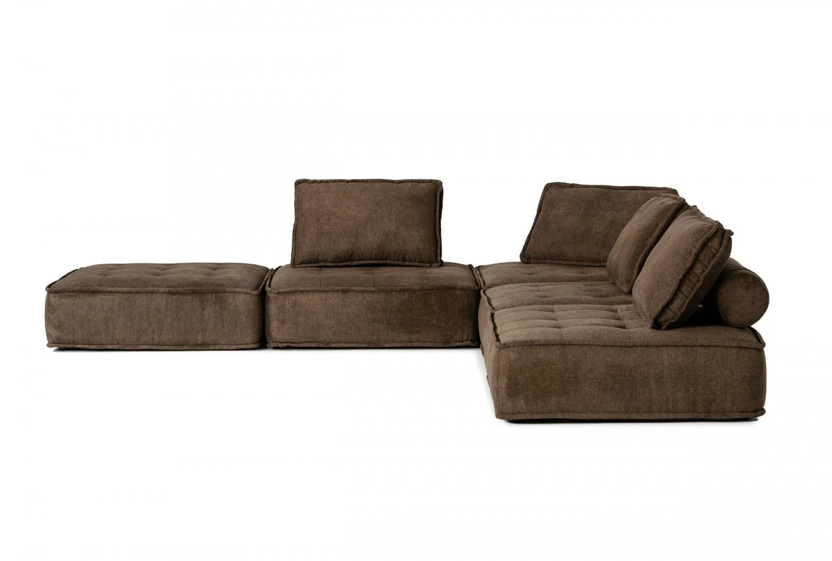 Modern Chocolate Brown Floor Pillow Modular Sectional Sofa By Homeroots - Image 3