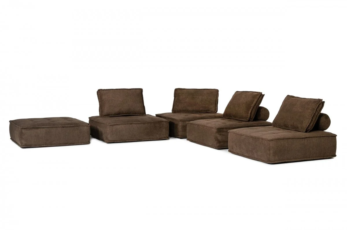 Modern Chocolate Brown Floor Pillow Modular Sectional Sofa By Homeroots - Image 4