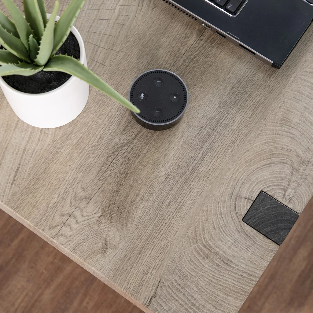 Modern Chunky Natural and Gray Wood Table Desk By Homeroots - Image 2