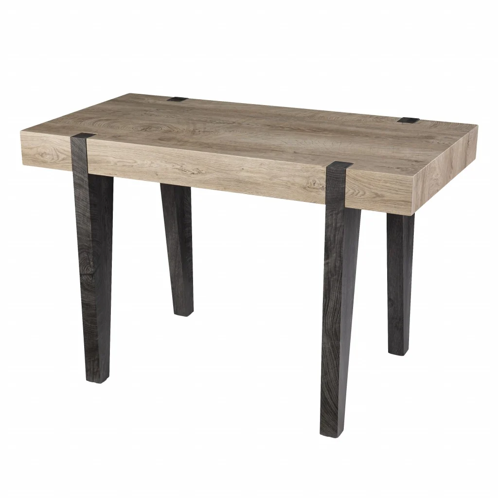 Modern Chunky Natural and Gray Wood Table Desk By Homeroots - Image 4