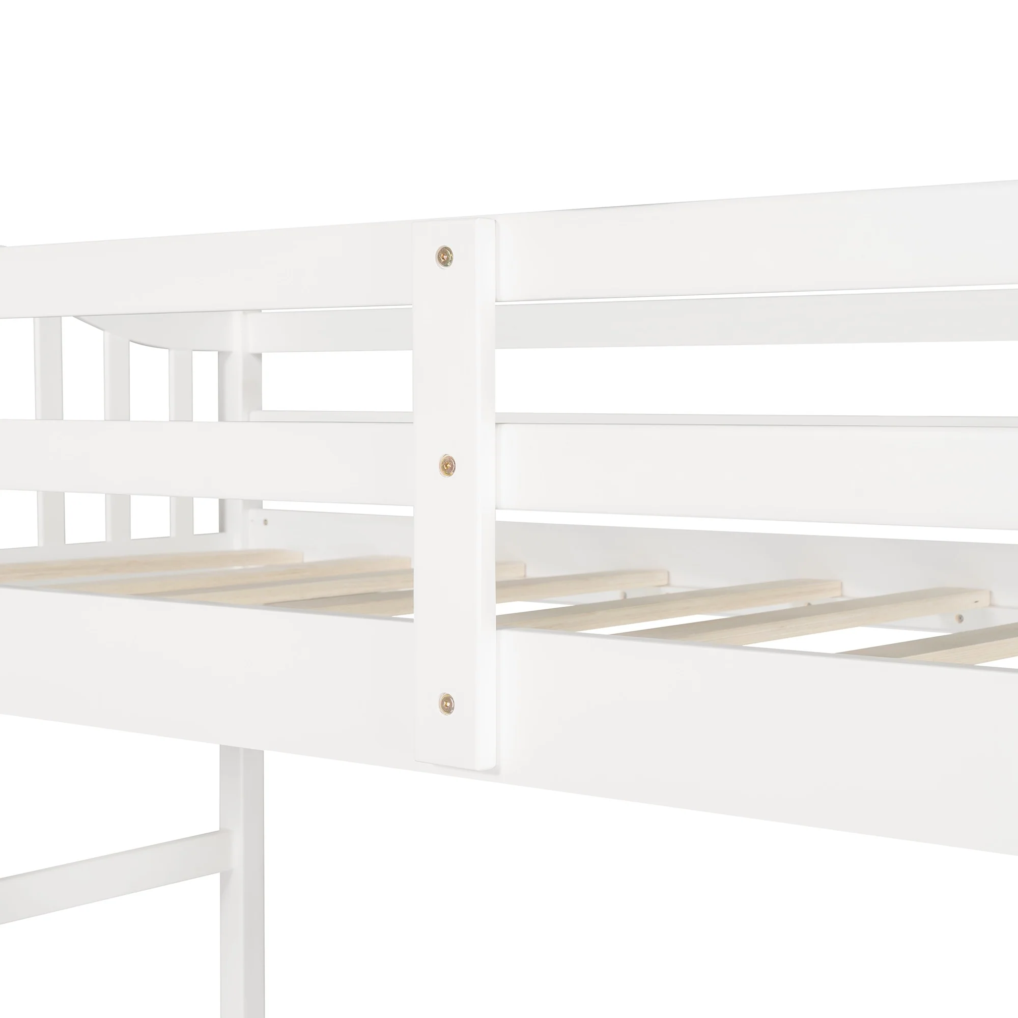 Modern Classic White Twin Loft Bed With Book Shelf Desk And Cabinet By Homeroots - Image 9