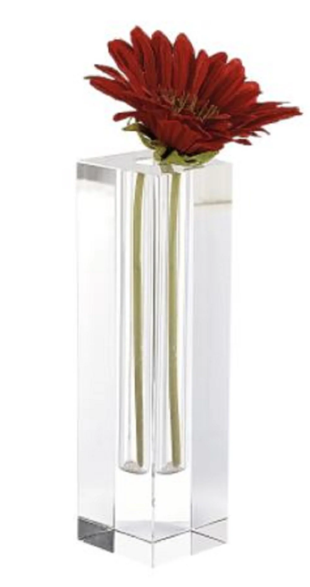 Modern Clear Tall Block Optical Crystal Vase By Homeroots - Image 2