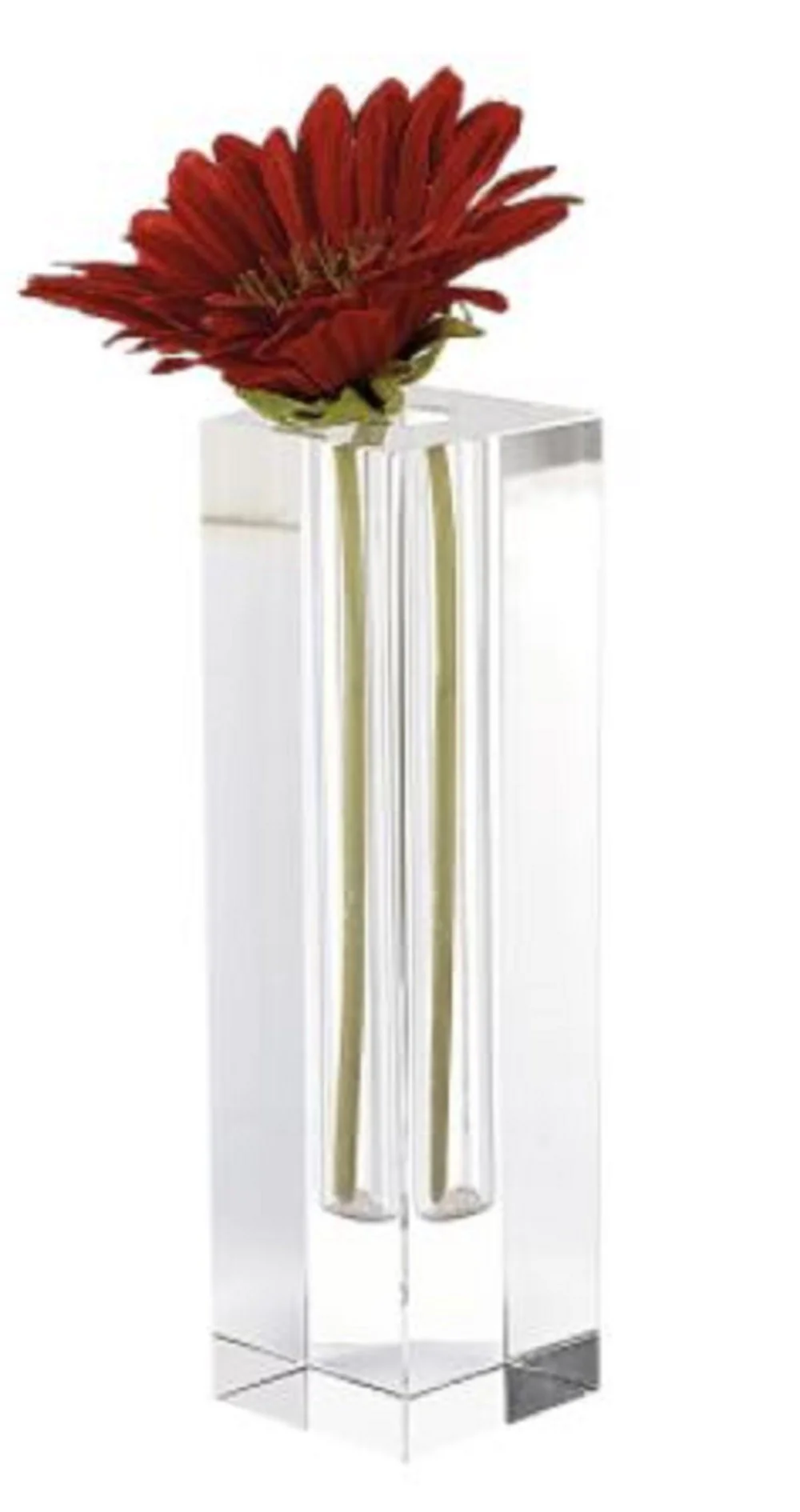 Modern Clear Tall Block Optical Crystal Vase By Homeroots - Image 3