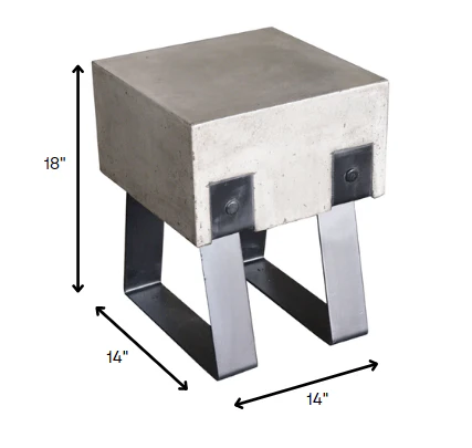 Modern Concrete And Black Stool By Homeroots - Image 2