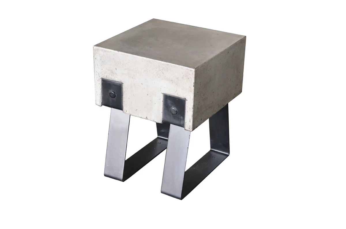 Modern Concrete And Black Stool By Homeroots - Image 3