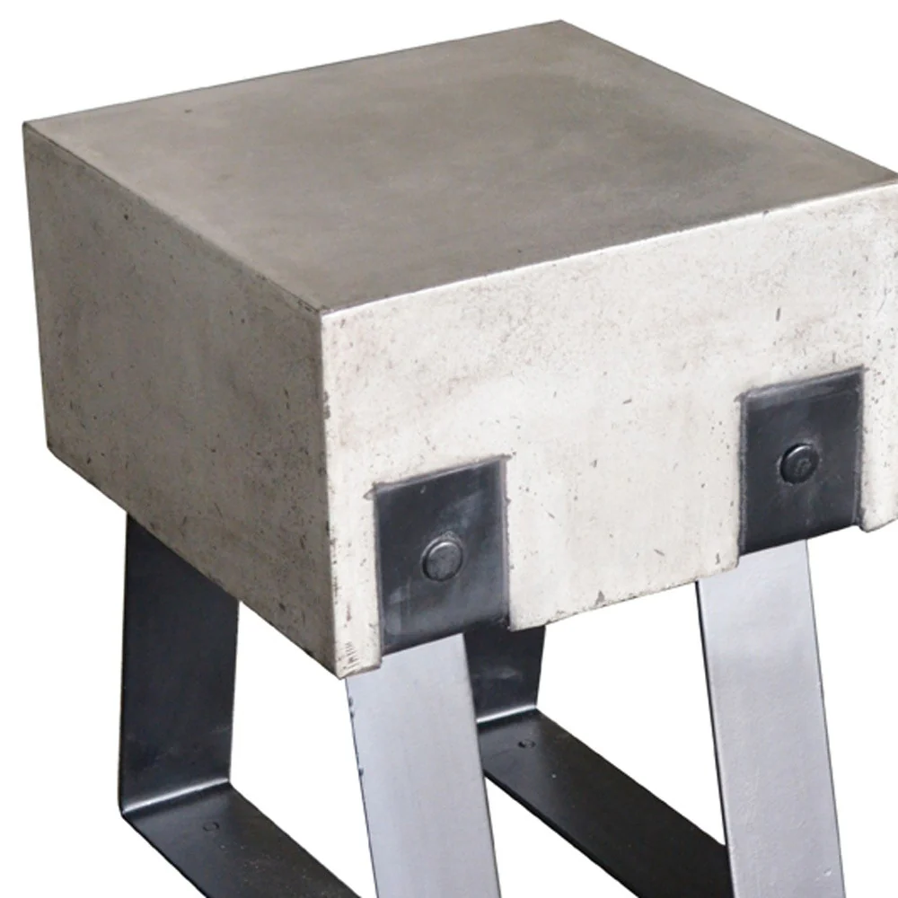 Modern Concrete And Black Stool By Homeroots - Image 4
