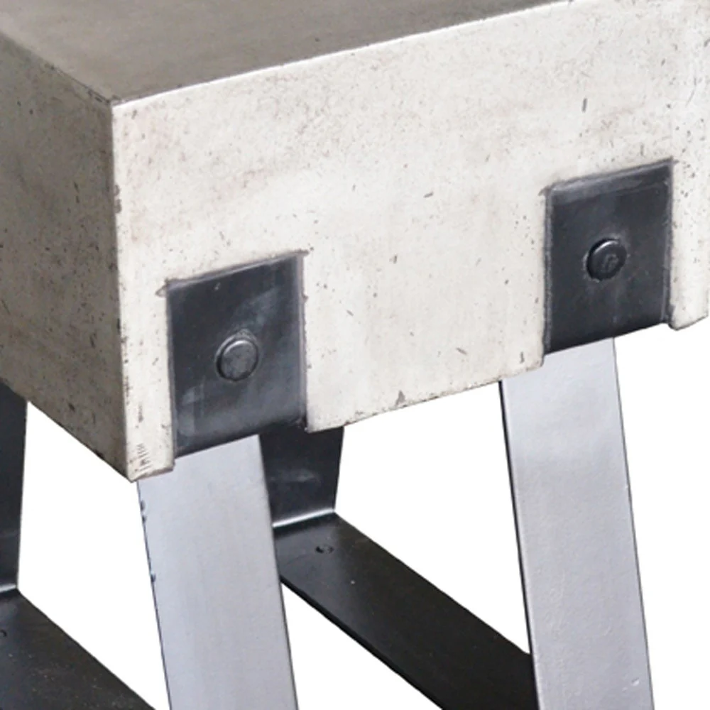 Modern Concrete And Black Stool By Homeroots - Image 5