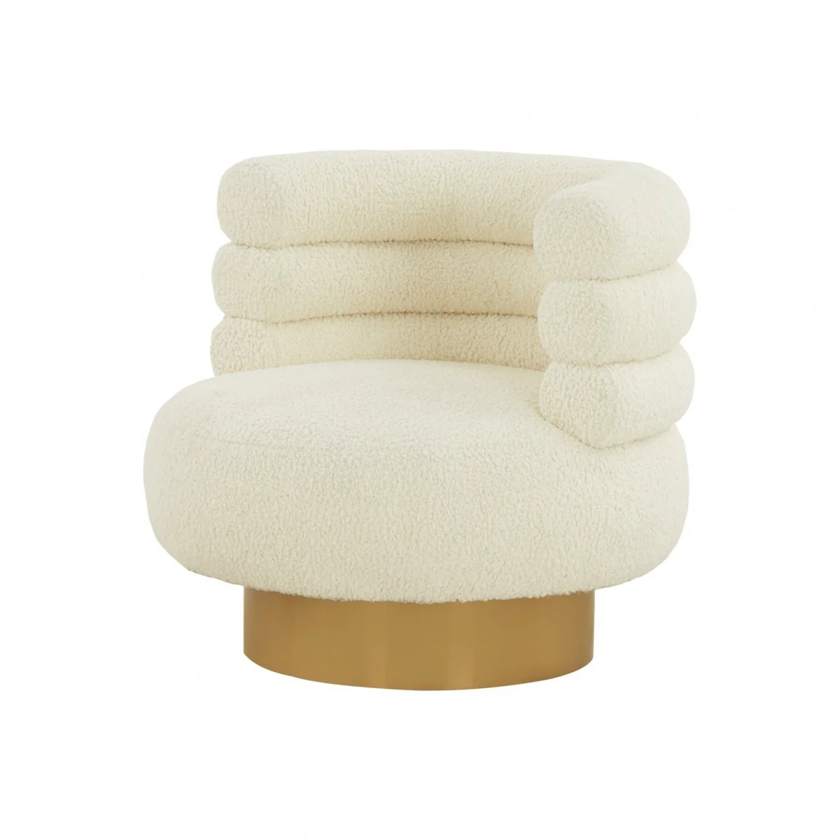 Modern Cream Fabric And Gold Accent Chair By Homeroots - Image 2