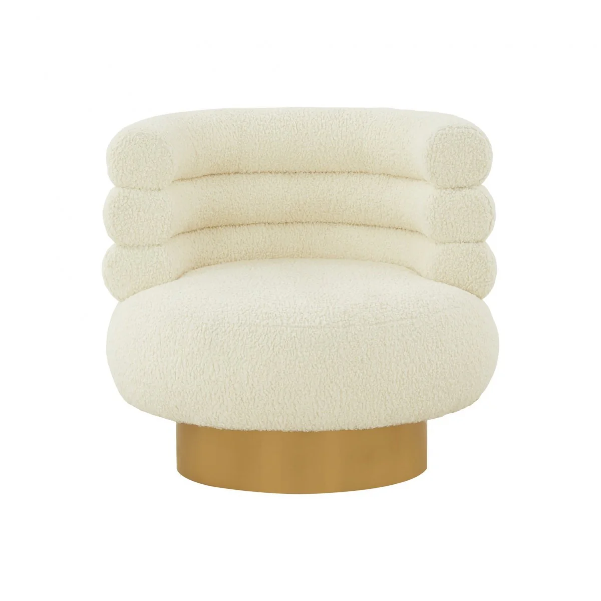 Modern Cream Fabric And Gold Accent Chair By Homeroots - Image 3