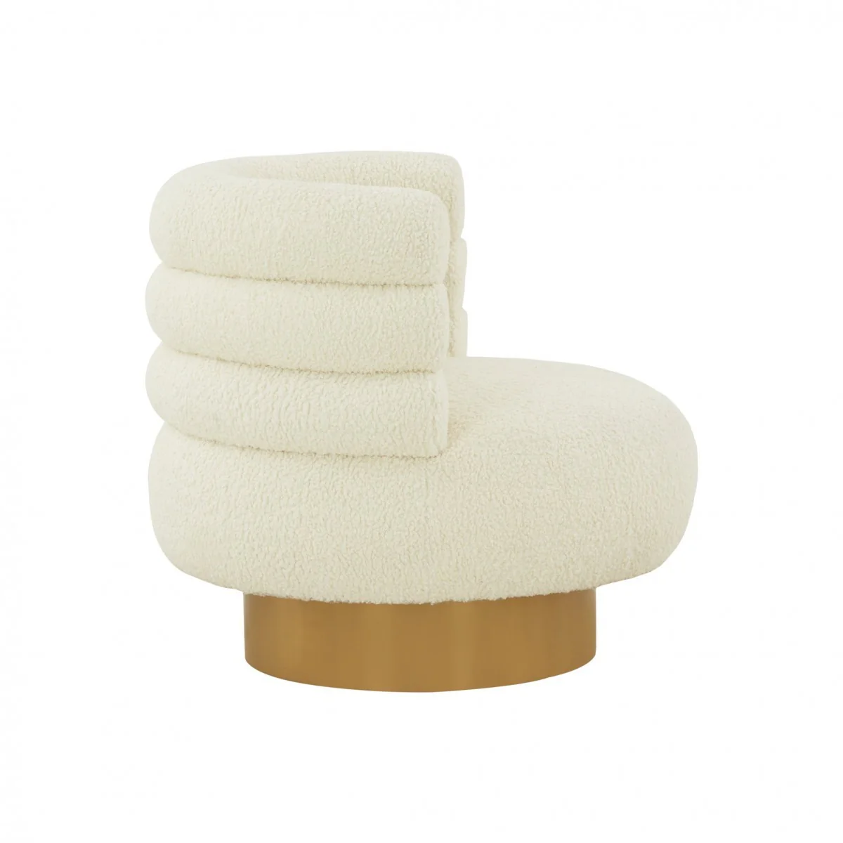 Modern Cream Fabric And Gold Accent Chair By Homeroots - Image 4