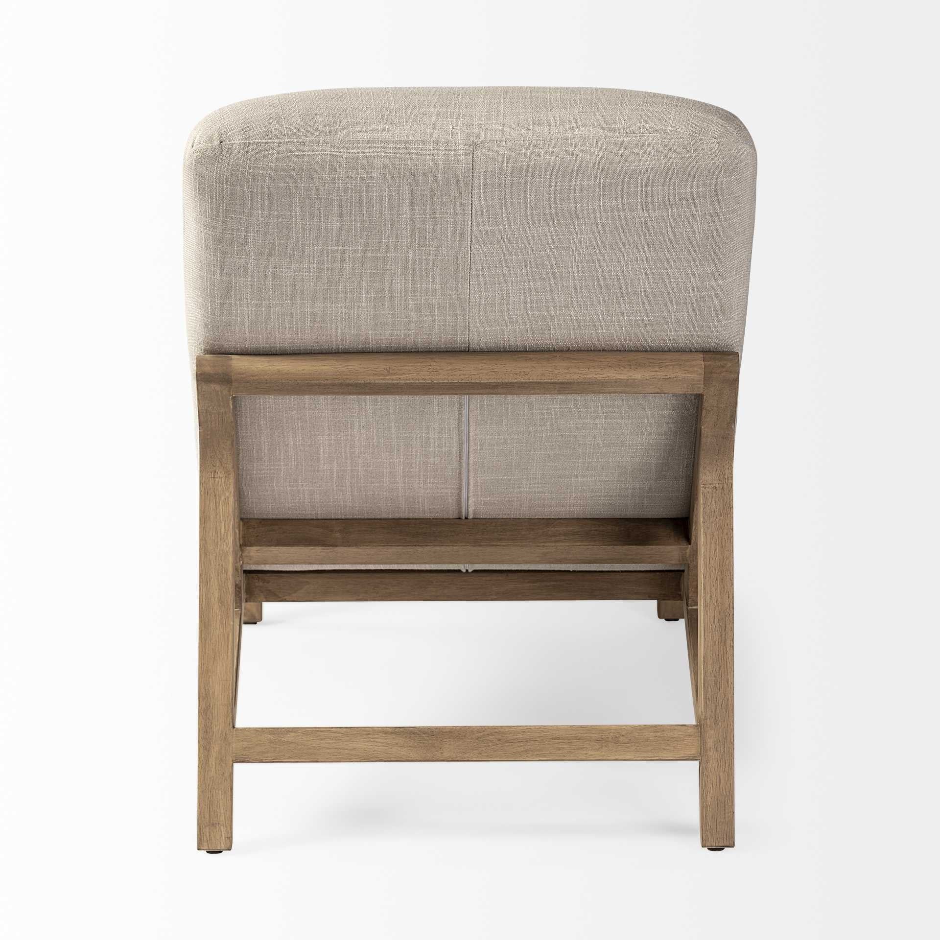 Modern Cream Fabric Upholstered Chaise Lounge Chair With Solid Wood Frame And Base By Homeroots - Image 4