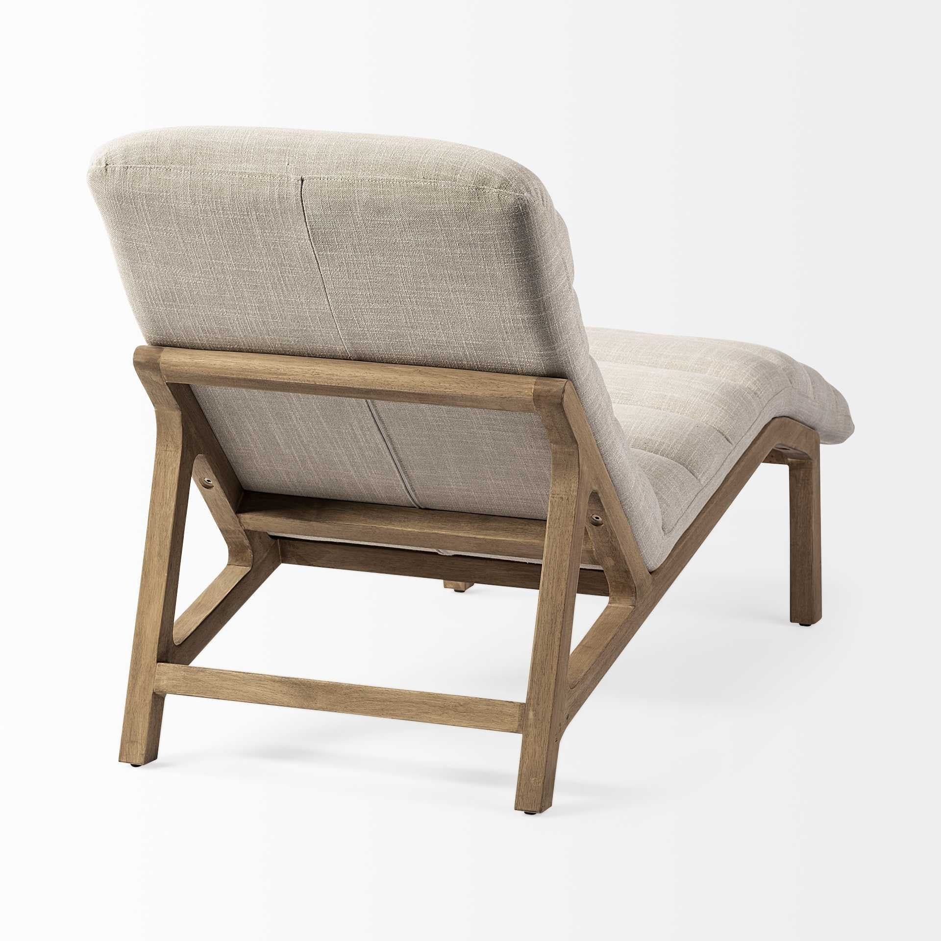Modern Cream Fabric Upholstered Chaise Lounge Chair With Solid Wood Frame And Base By Homeroots - Image 5