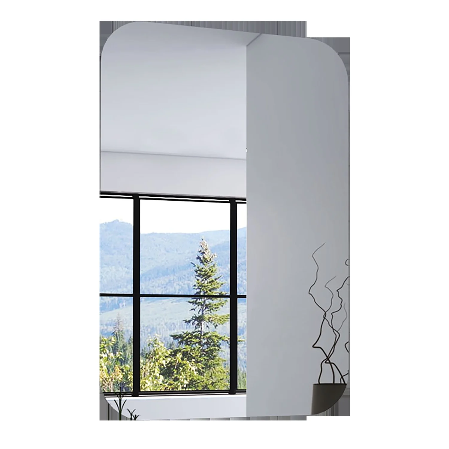 Modern Curved Corner Wall Mirror By Homeroots - Image 4