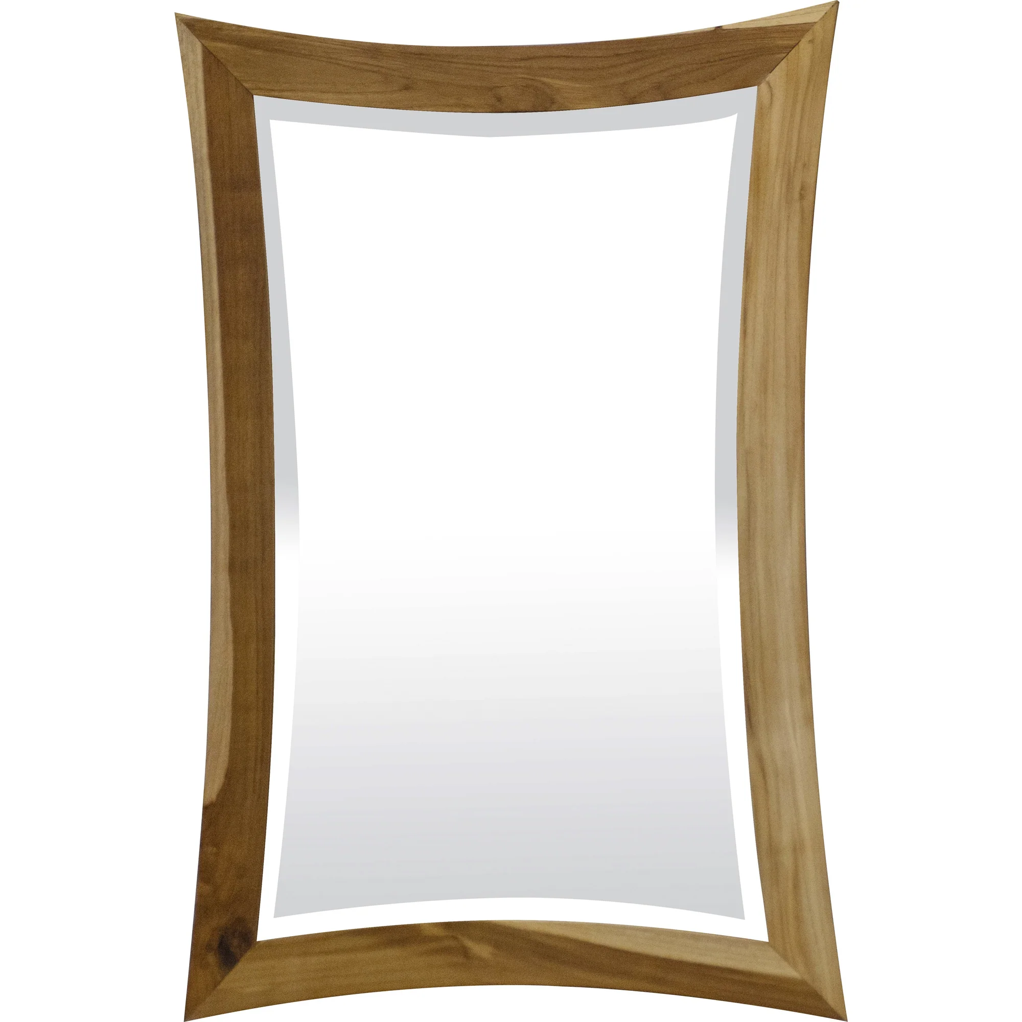 Modern Curves Solid Teak Wall Mirror in Natural Finish By Homeroots - Image 2