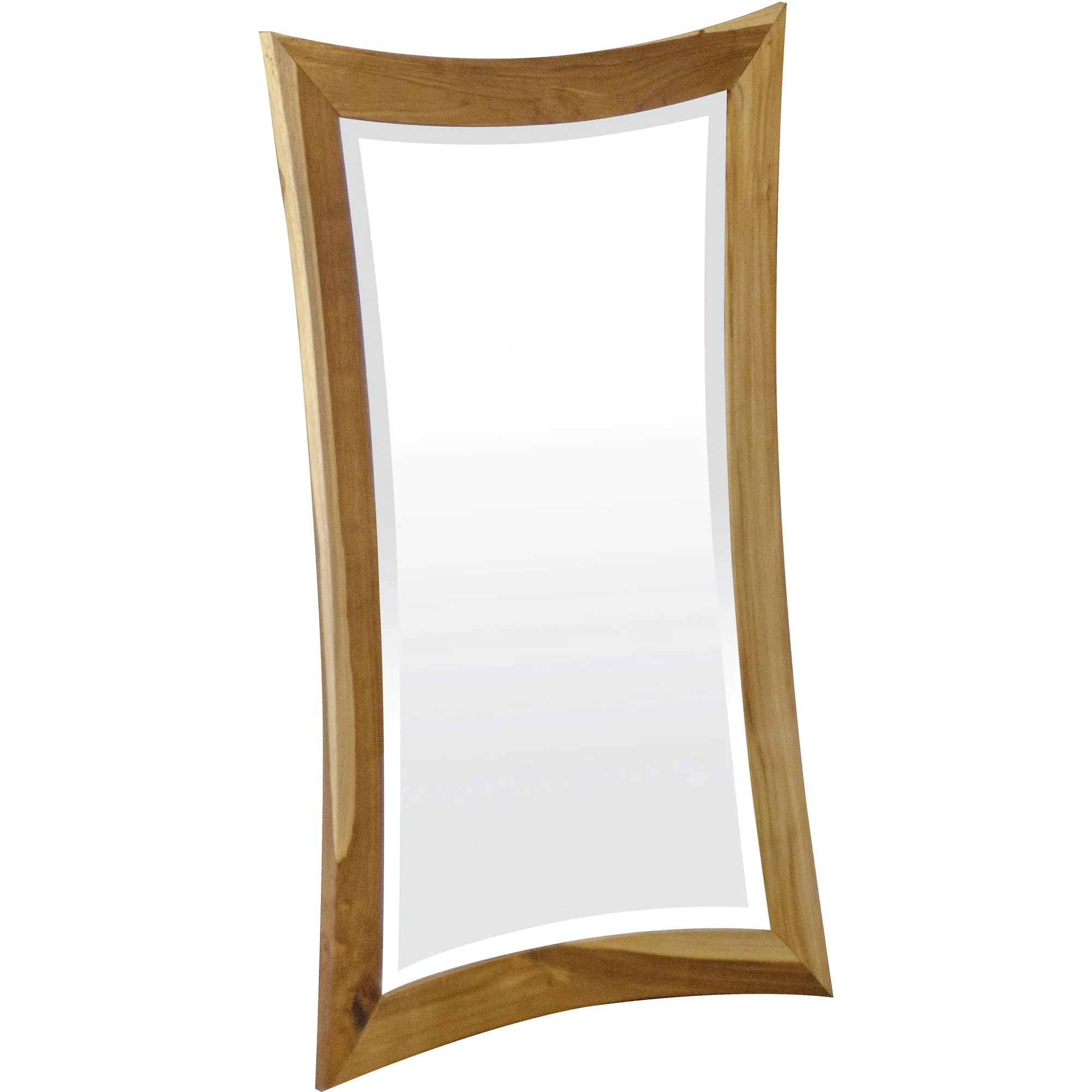 Modern Curves Solid Teak Wall Mirror in Natural Finish By Homeroots - Image 3