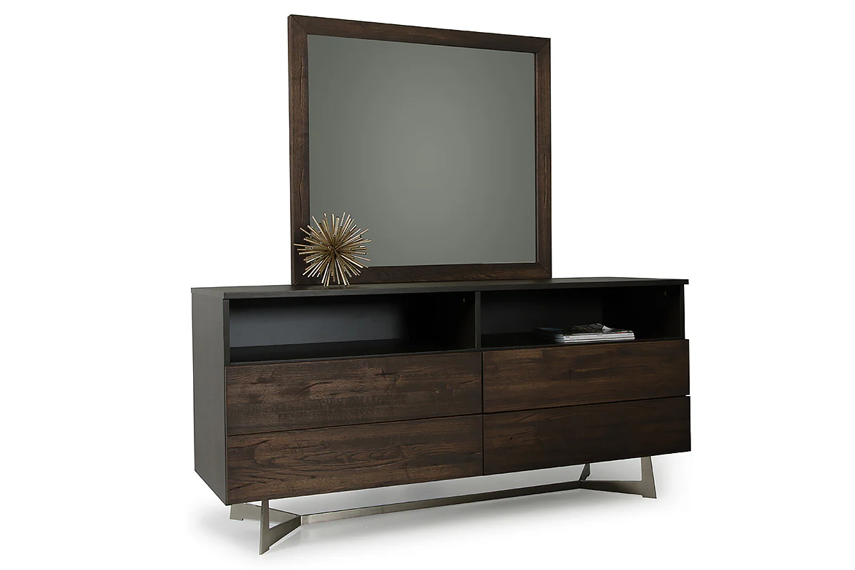 Modern Dark Aged Oak Mirror By Homeroots - Image 2