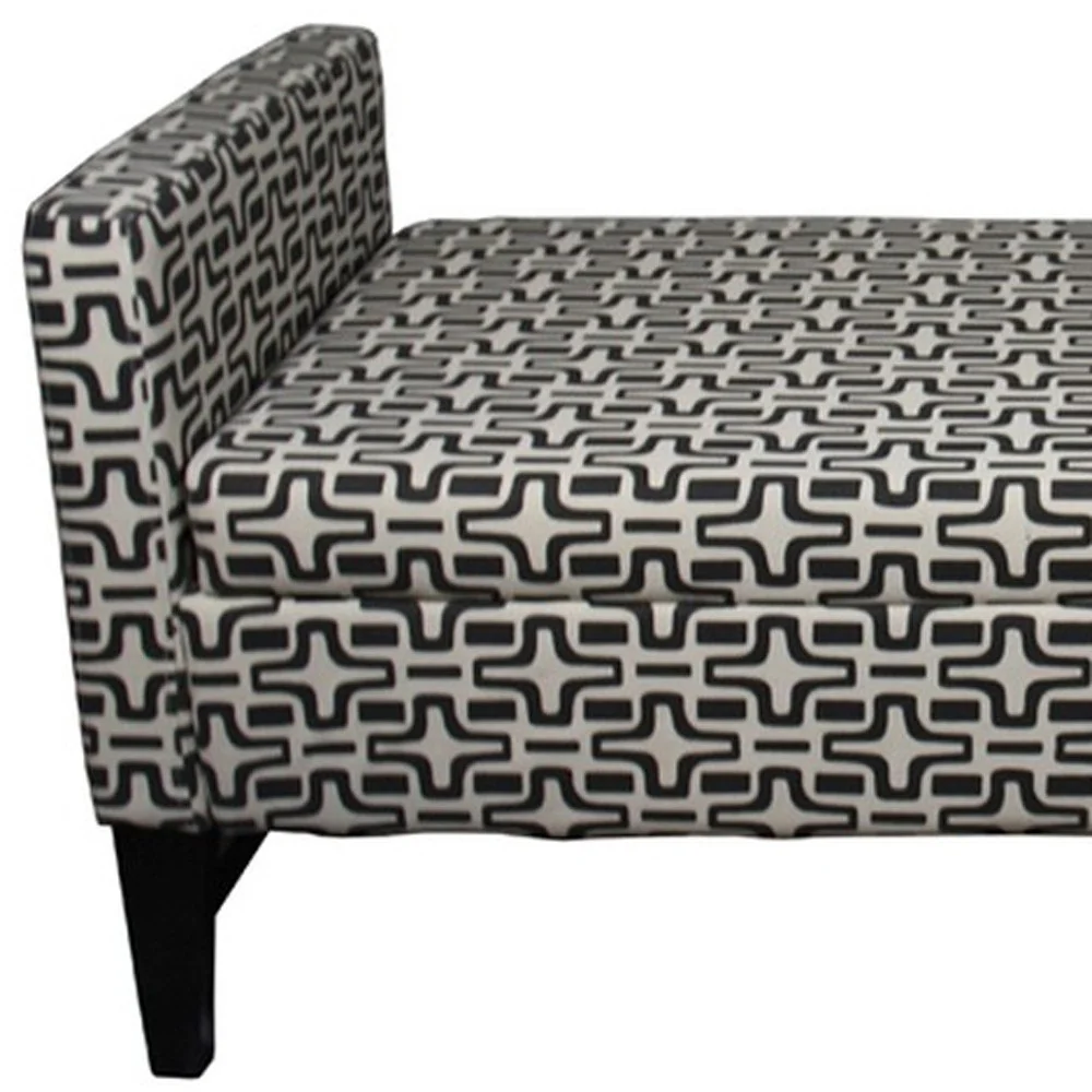 Modern Dark Brown and White Retro Star Print Storage Bench By Homeroots - Image 3