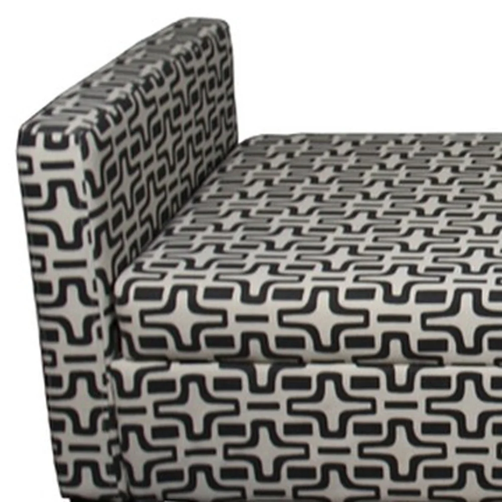 Modern Dark Brown and White Retro Star Print Storage Bench By Homeroots - Image 4
