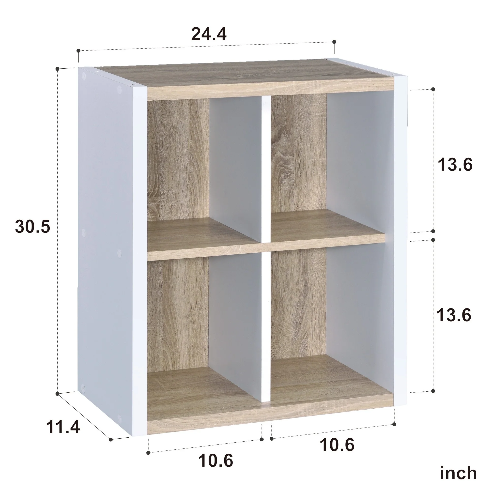 Modern Dark Gray And White Four Cube Storage Bookshelf By Homeroots - Image 12