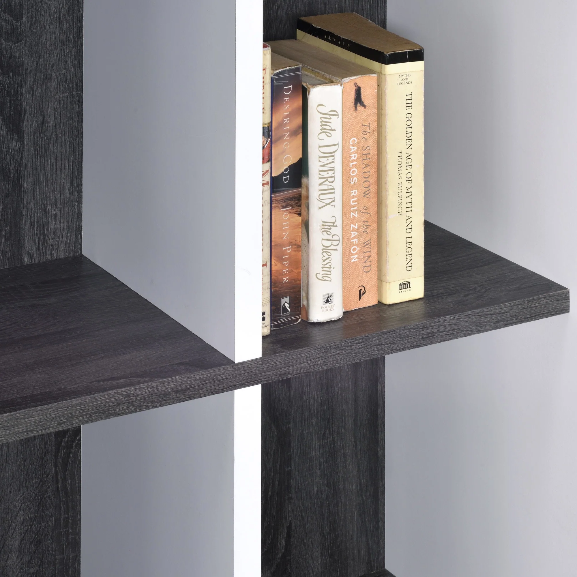 Modern Dark Gray And White Four Cube Storage Bookshelf By Homeroots - Image 4