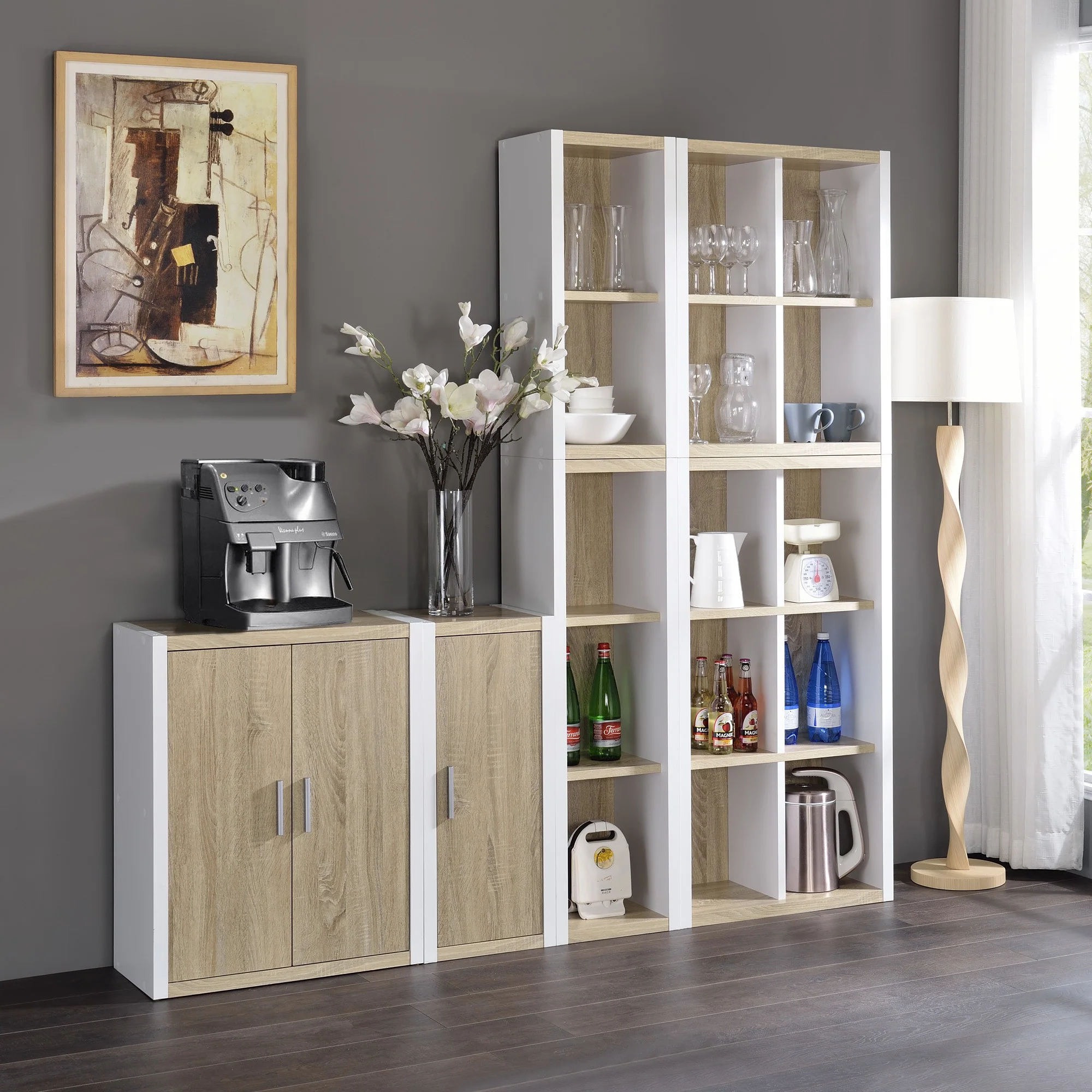 Modern Dark Gray And White Four Cube Storage Bookshelf By Homeroots - Image 9