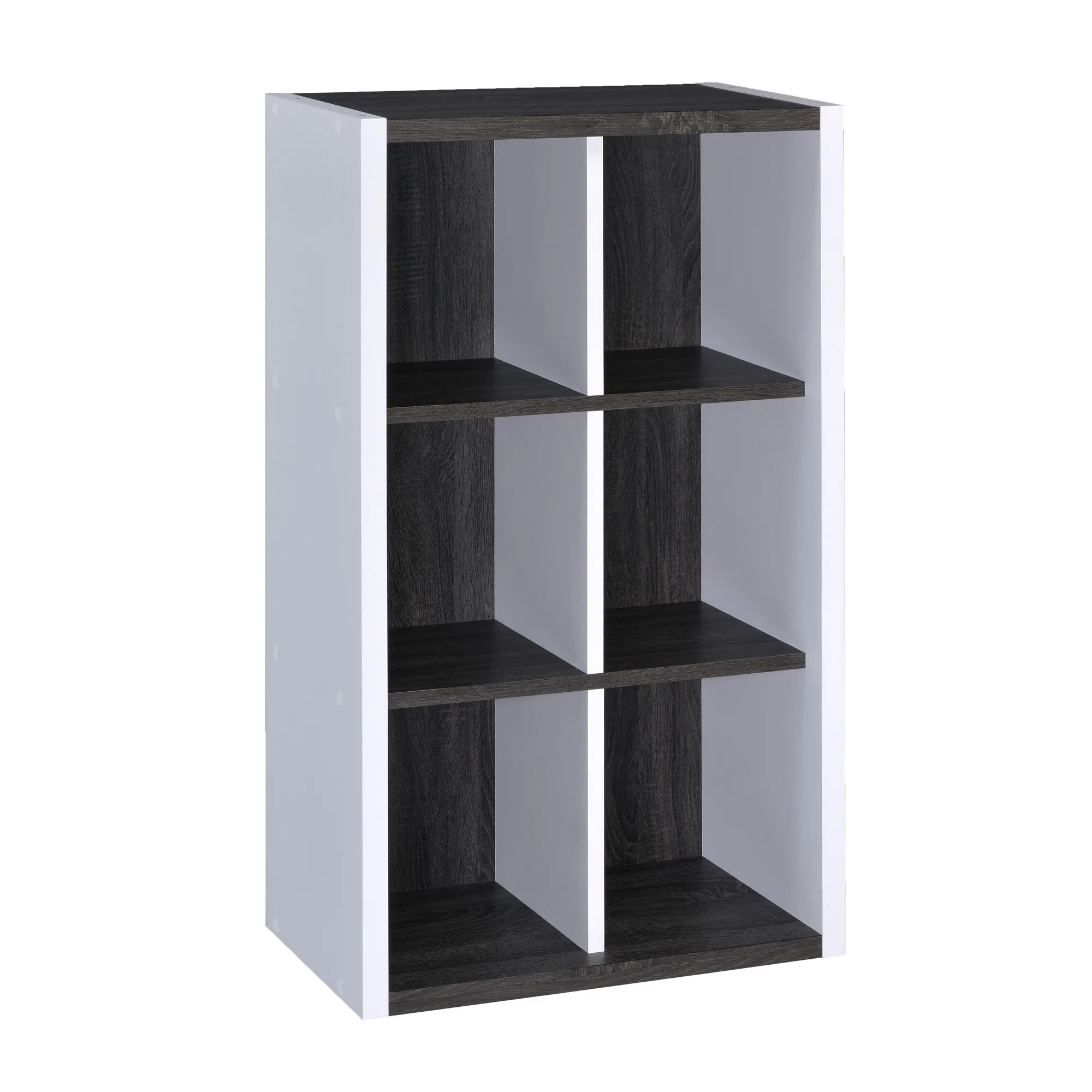 Modern Dark Gray And White Six Cube Storage Bookshelf By Homeroots - Image 5