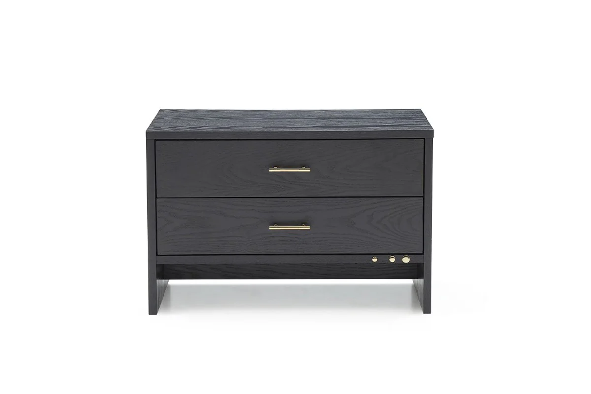 Modern Dark Gray Ash Nightstand With Two Drawers By Homeroots - Image 2