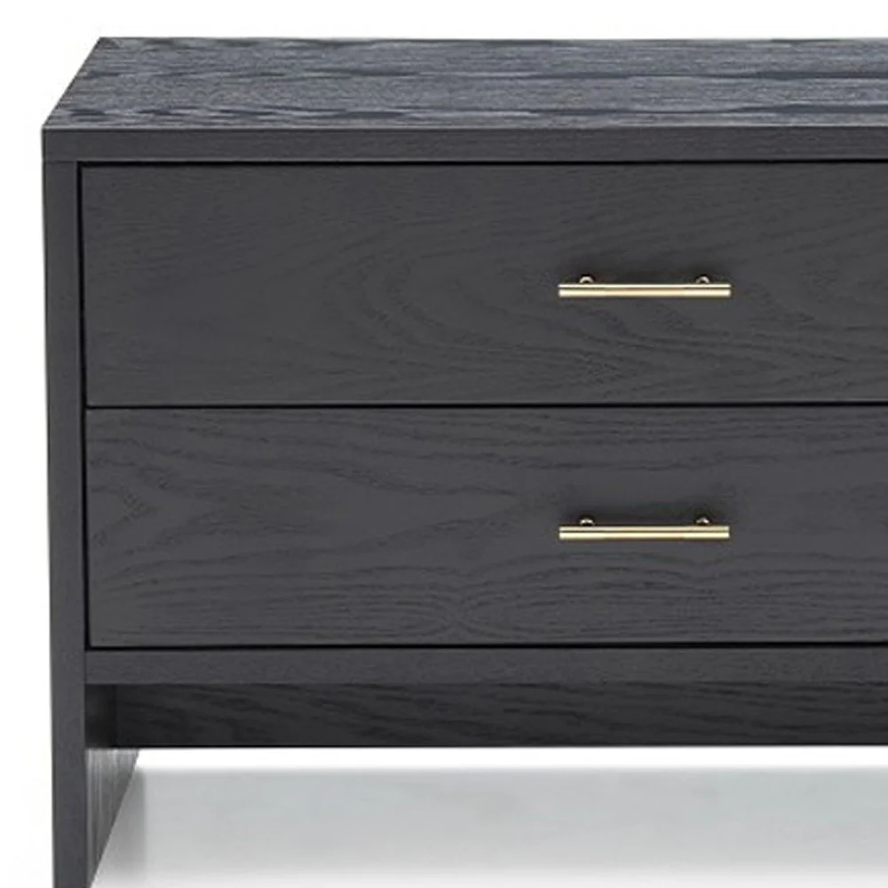 Modern Dark Gray Ash Nightstand With Two Drawers By Homeroots - Image 4