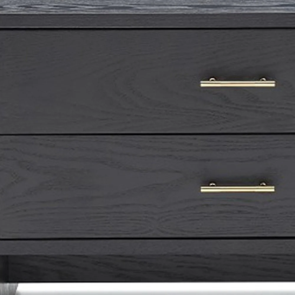 Modern Dark Gray Ash Nightstand With Two Drawers By Homeroots - Image 5