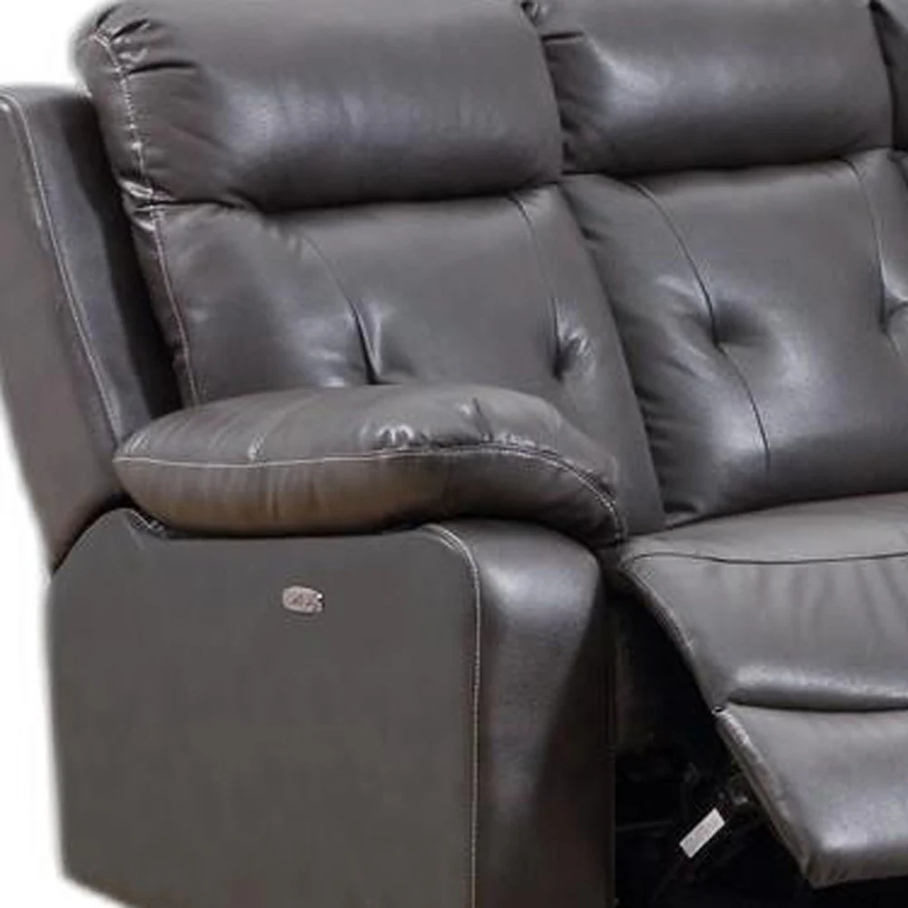 Modern Dark Gray Leather Sectional With Power Recliners By Homeroots - Image 2